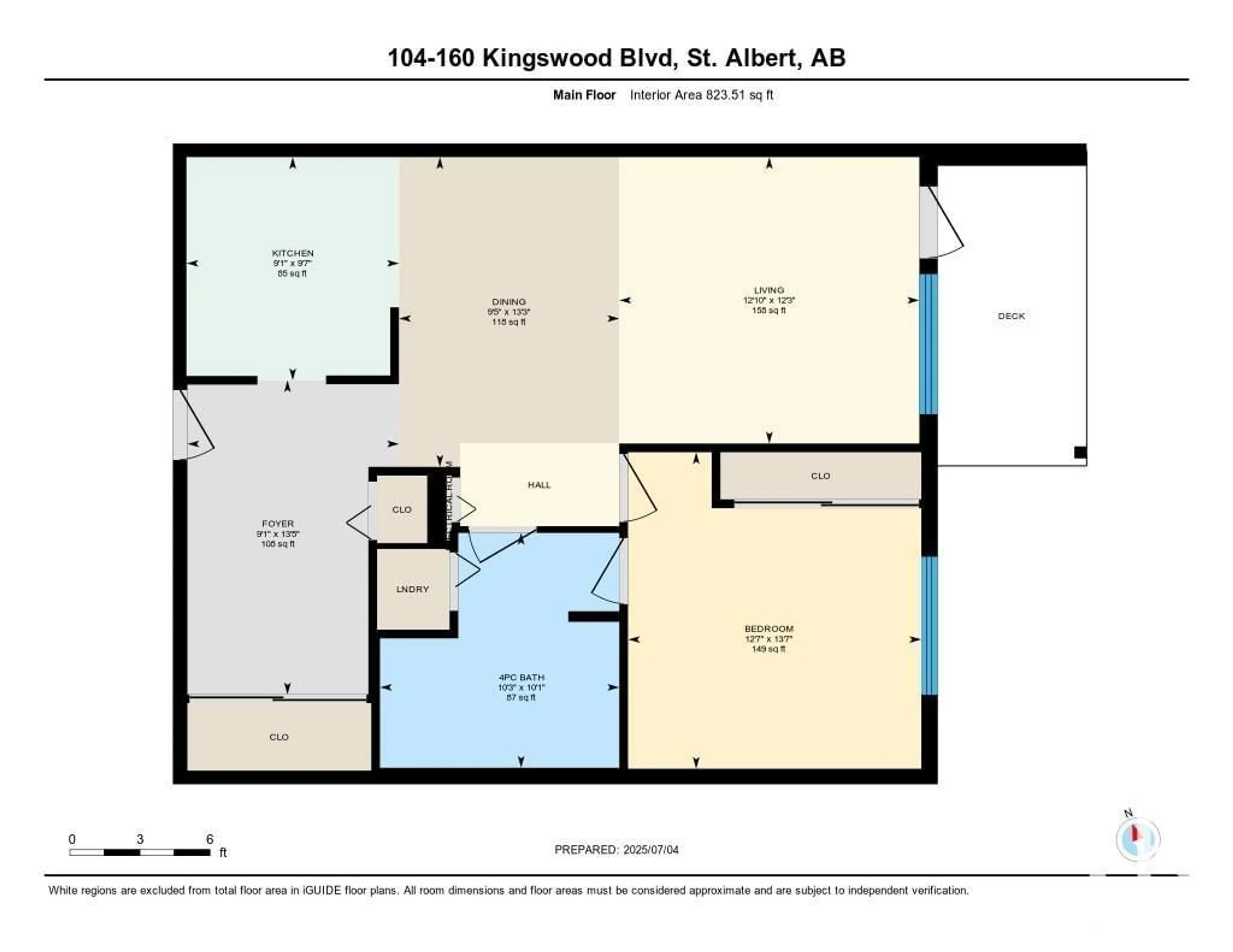 Floor plan for #104 - 160 KINGSWOOD BV, St. Albert Alberta T8N6Z2