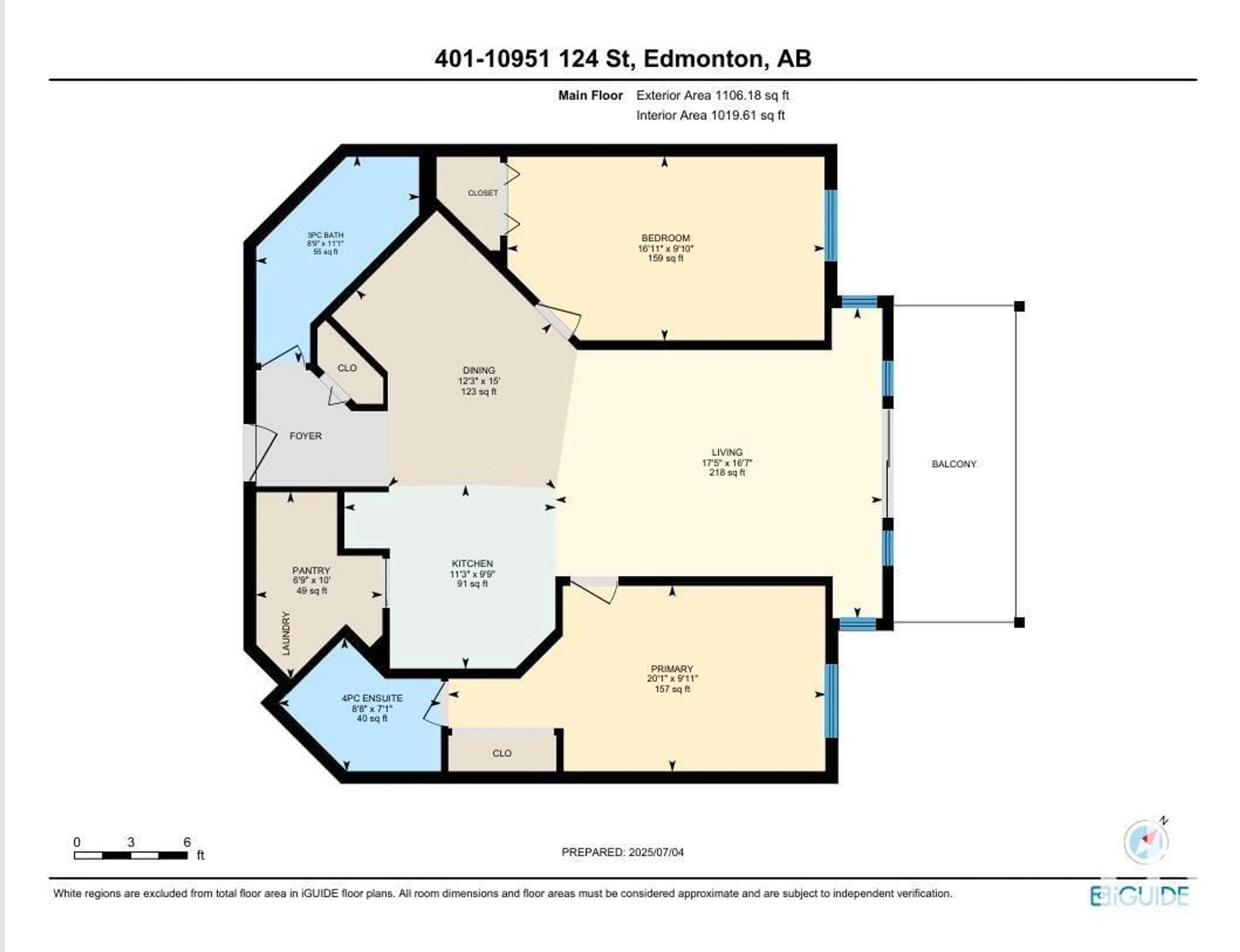 Floor plan for 410 - 10951 124 ST, Edmonton Alberta T5M4E1