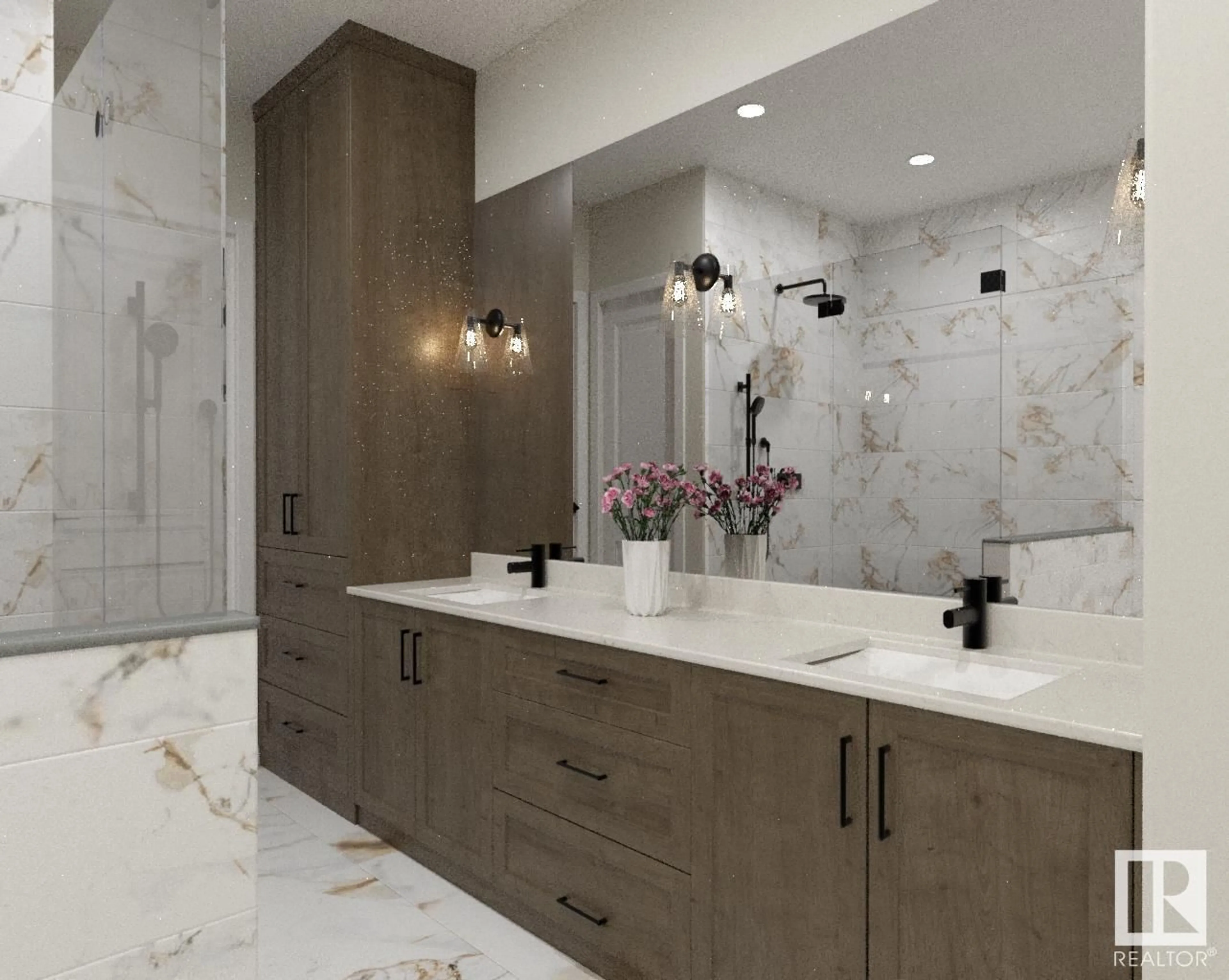 Contemporary bathroom, ceramic/tile floor for 222 HAYS RIDGE BLVD, Edmonton Alberta T6W4G6