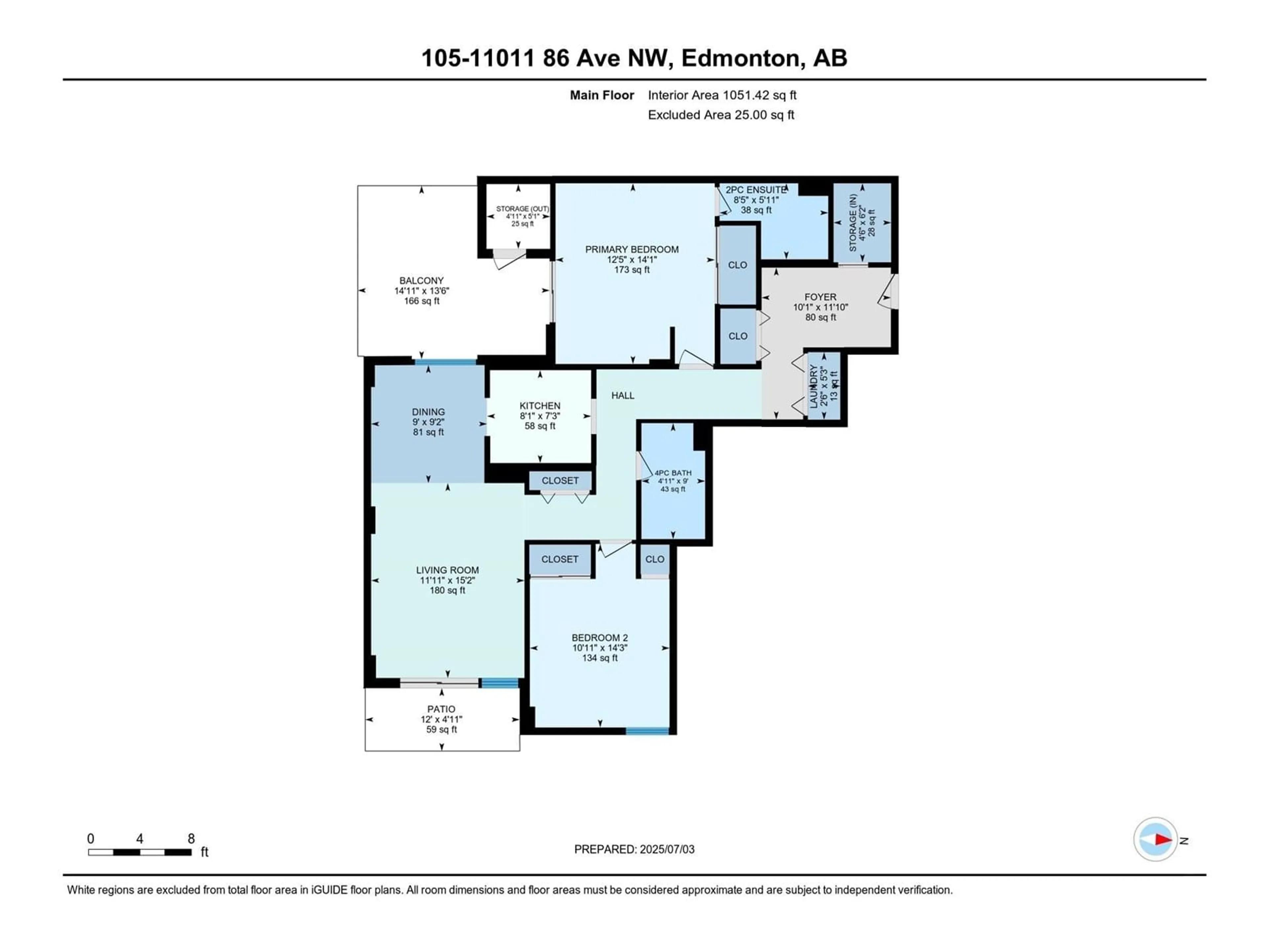 Floor plan for #105 - 11011 86 AV, Edmonton Alberta T6G0X1