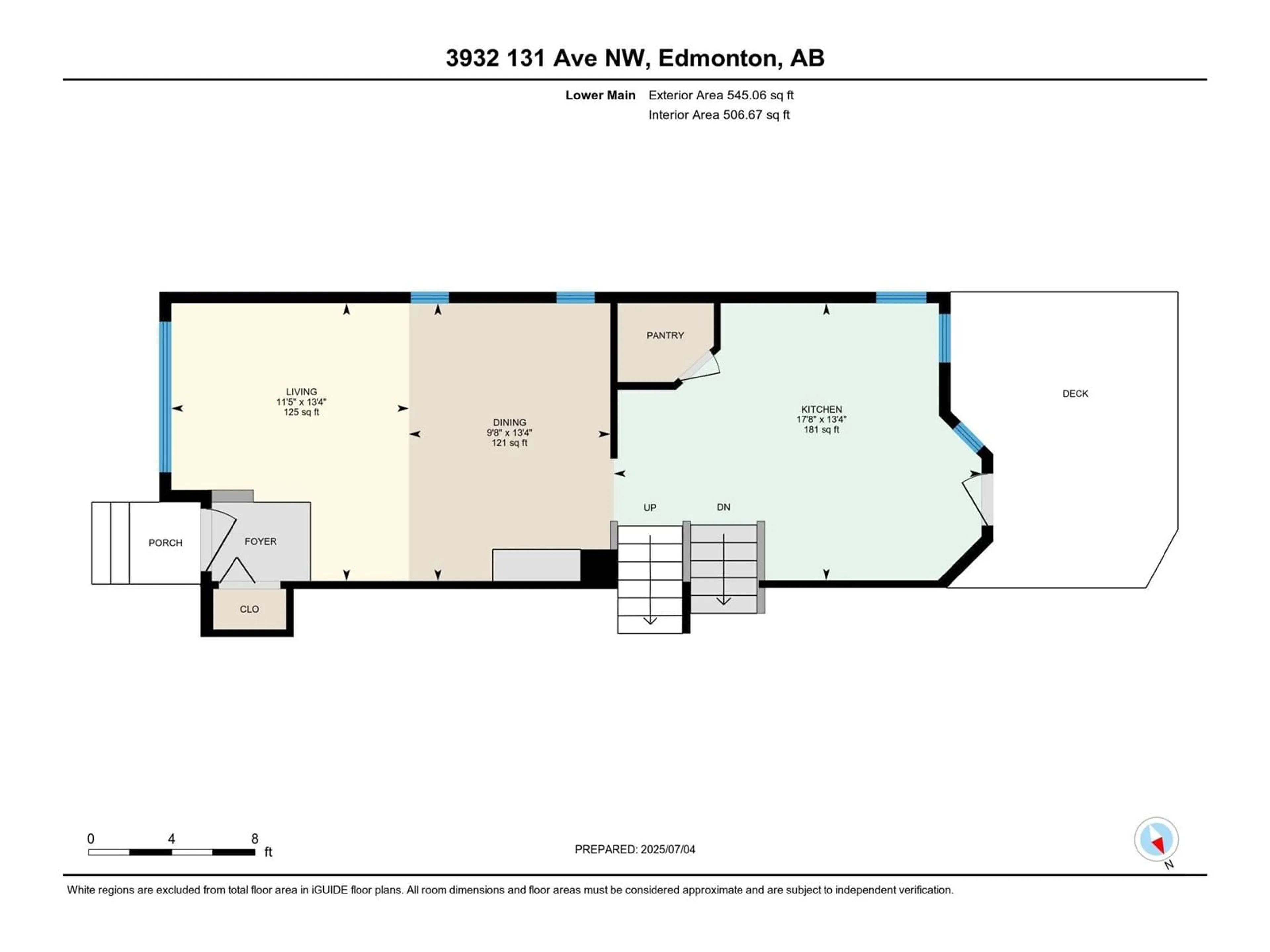 Floor plan for 3932 131 AV, Edmonton Alberta T5A4Y6