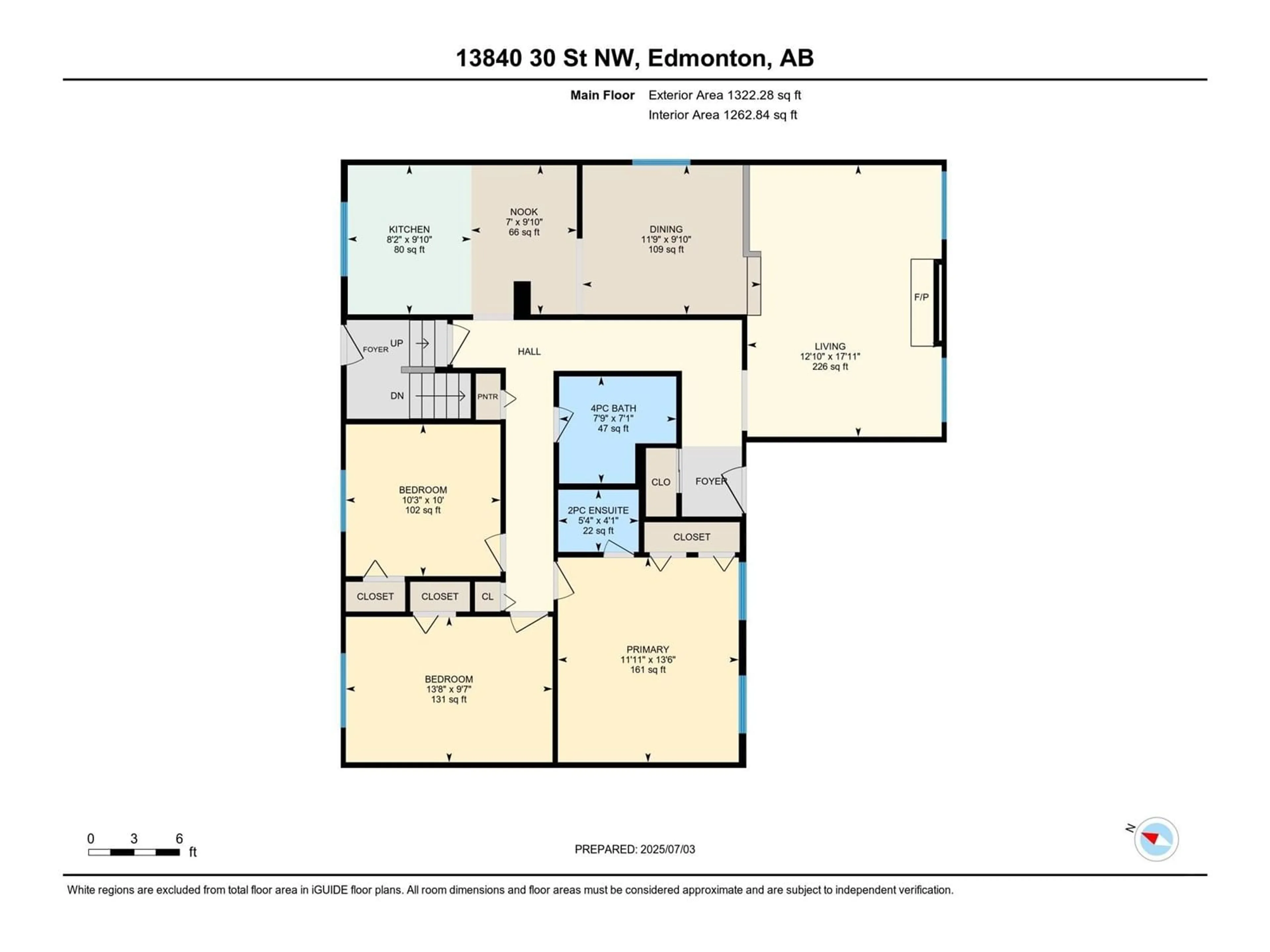 Floor plan for 13840 30 ST, Edmonton Alberta T5Y1M5