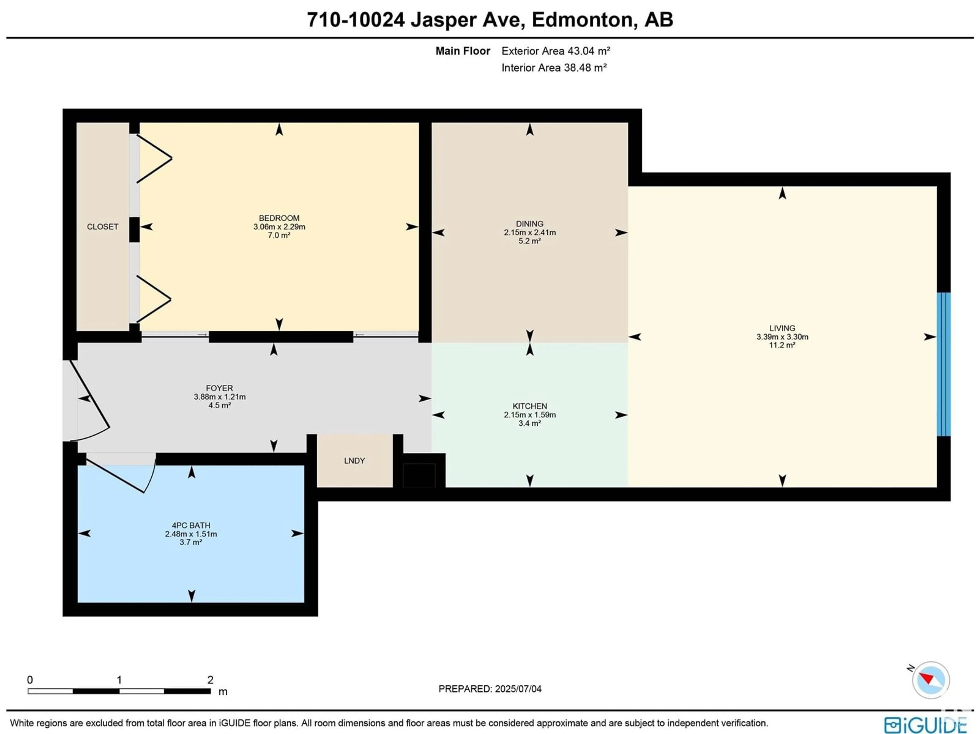Floor plan for 10024 - 710 JASPER AV, Edmonton Alberta T5J1R9