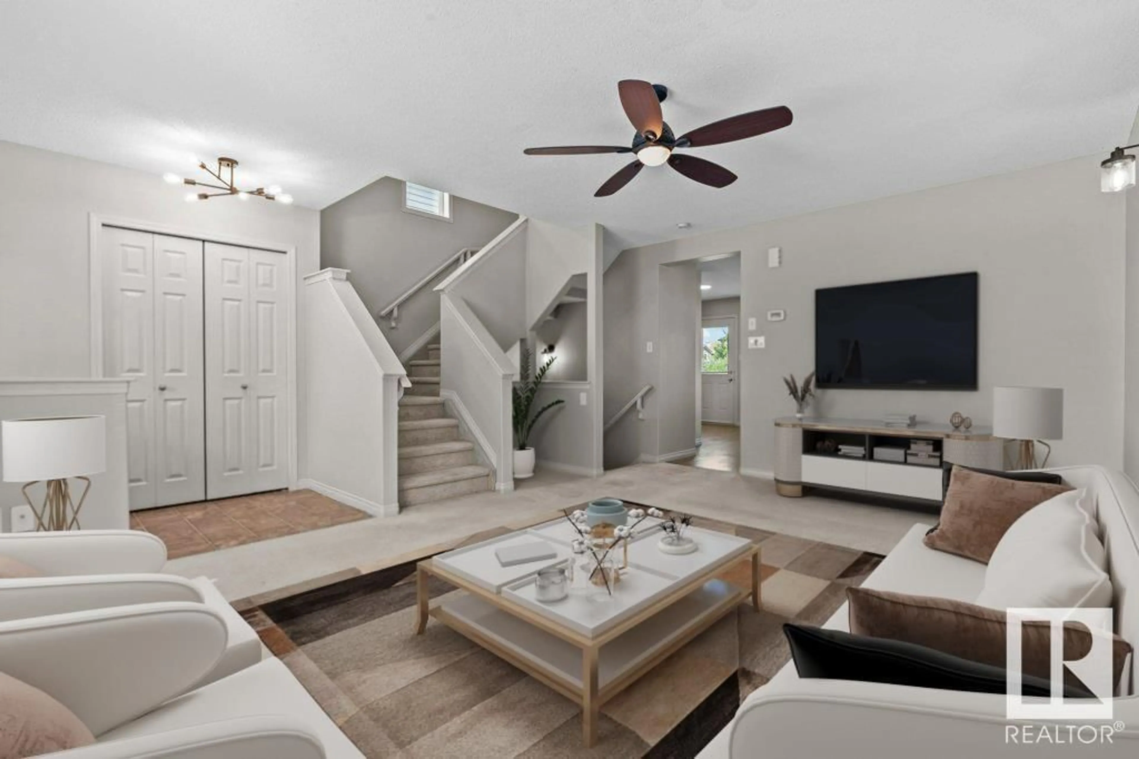 Living room with furniture, unknown for NW - 2384 28B AV, Edmonton Alberta T6T2A4