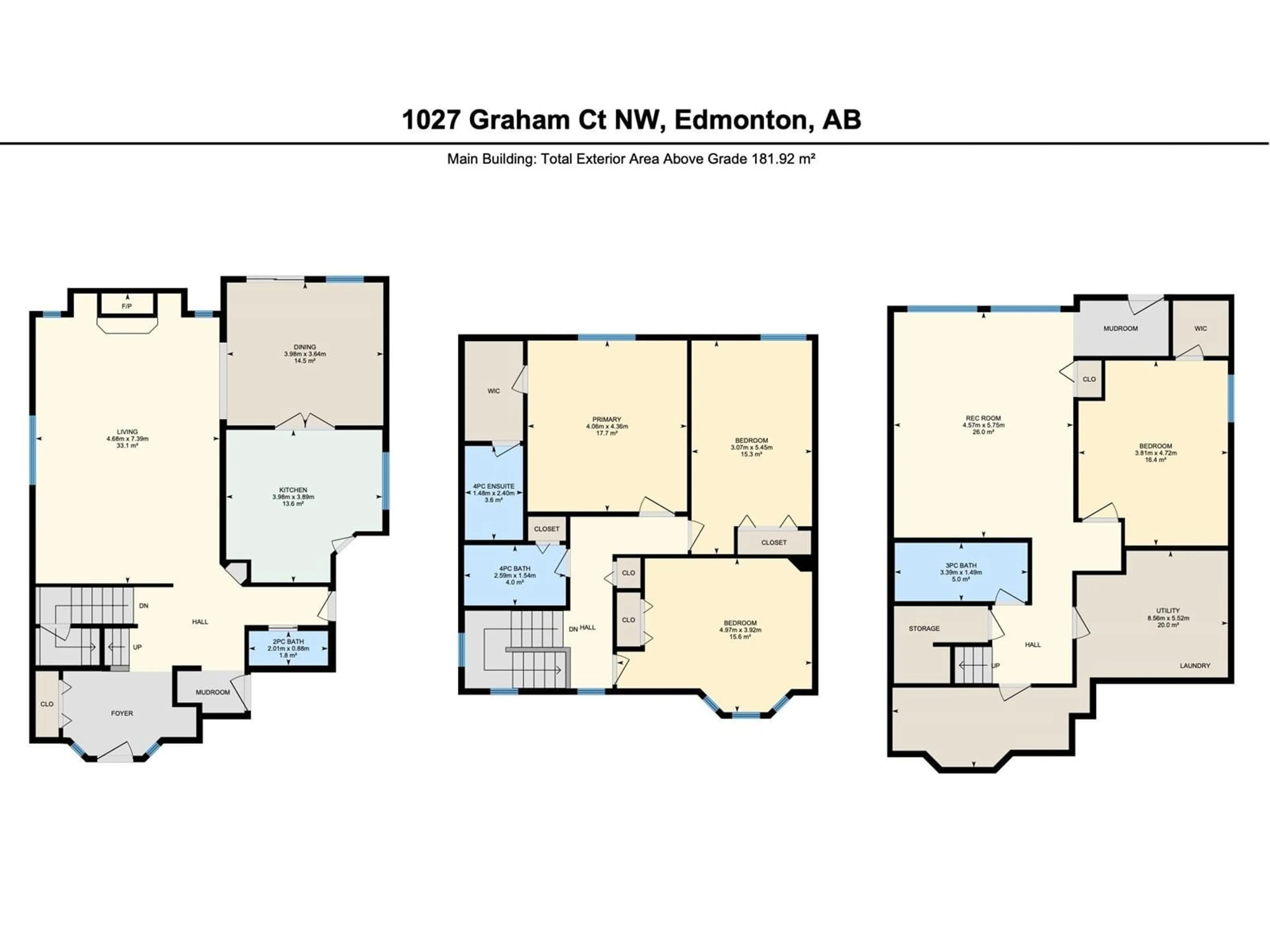 Floor plan for NW - 1027 GRAHAM CO, Edmonton Alberta T5T6L4