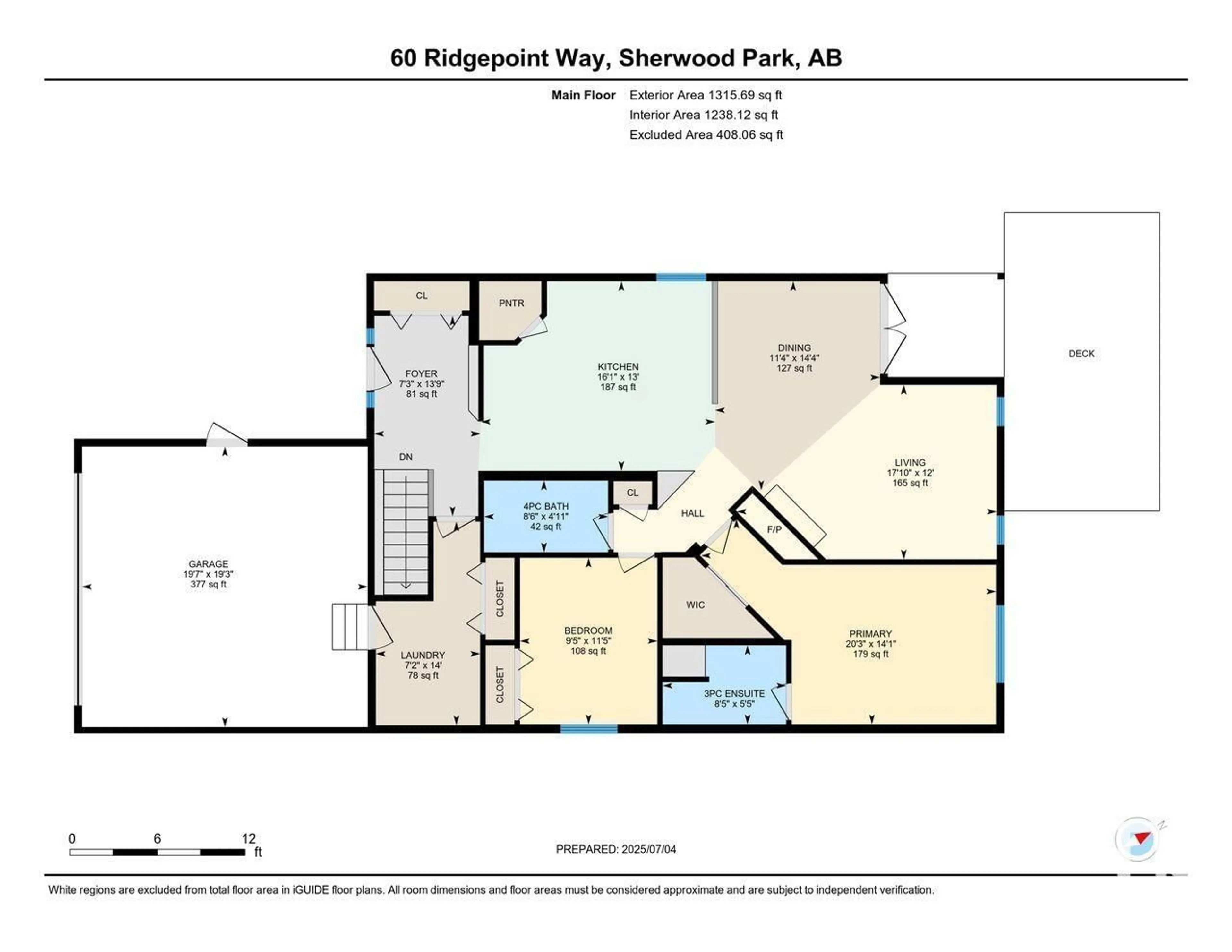 Floor plan for 60 RIDGEPOINT WY, Sherwood Park Alberta T8A6B2