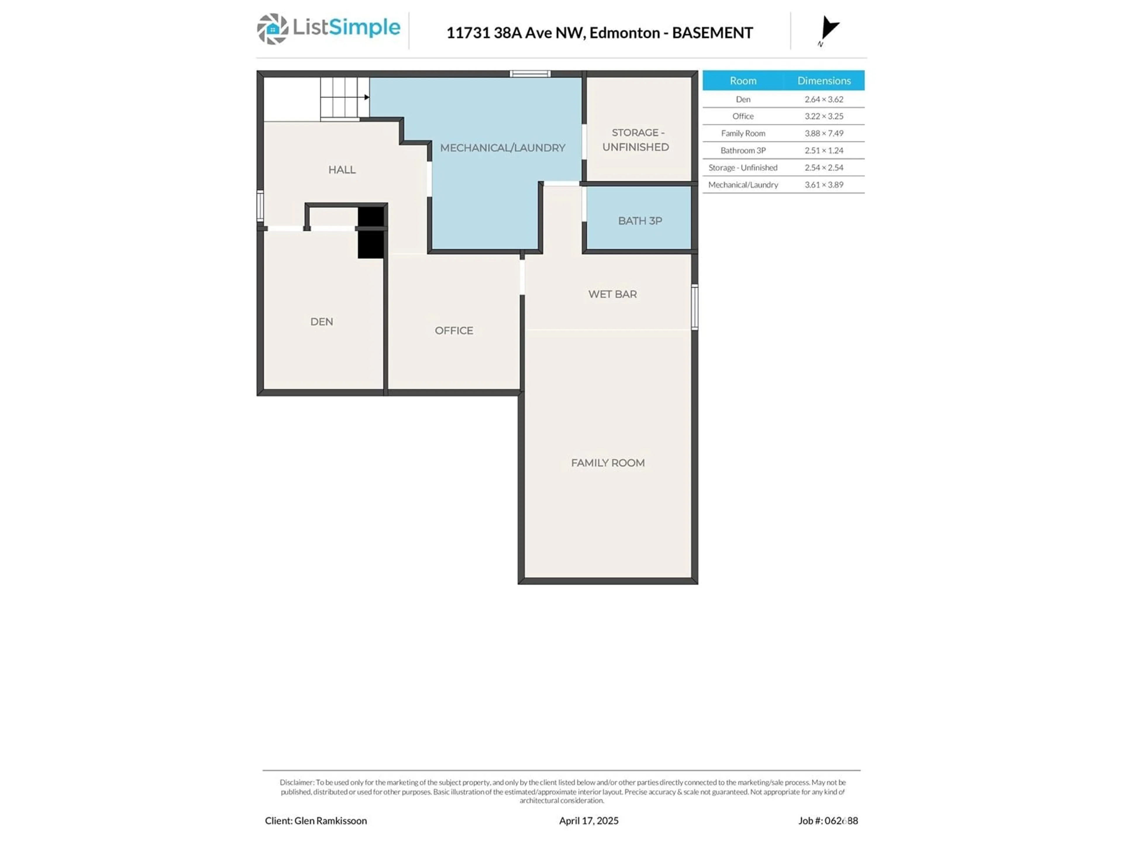 Floor plan for 11731 38A AV, Edmonton Alberta T6J0L8