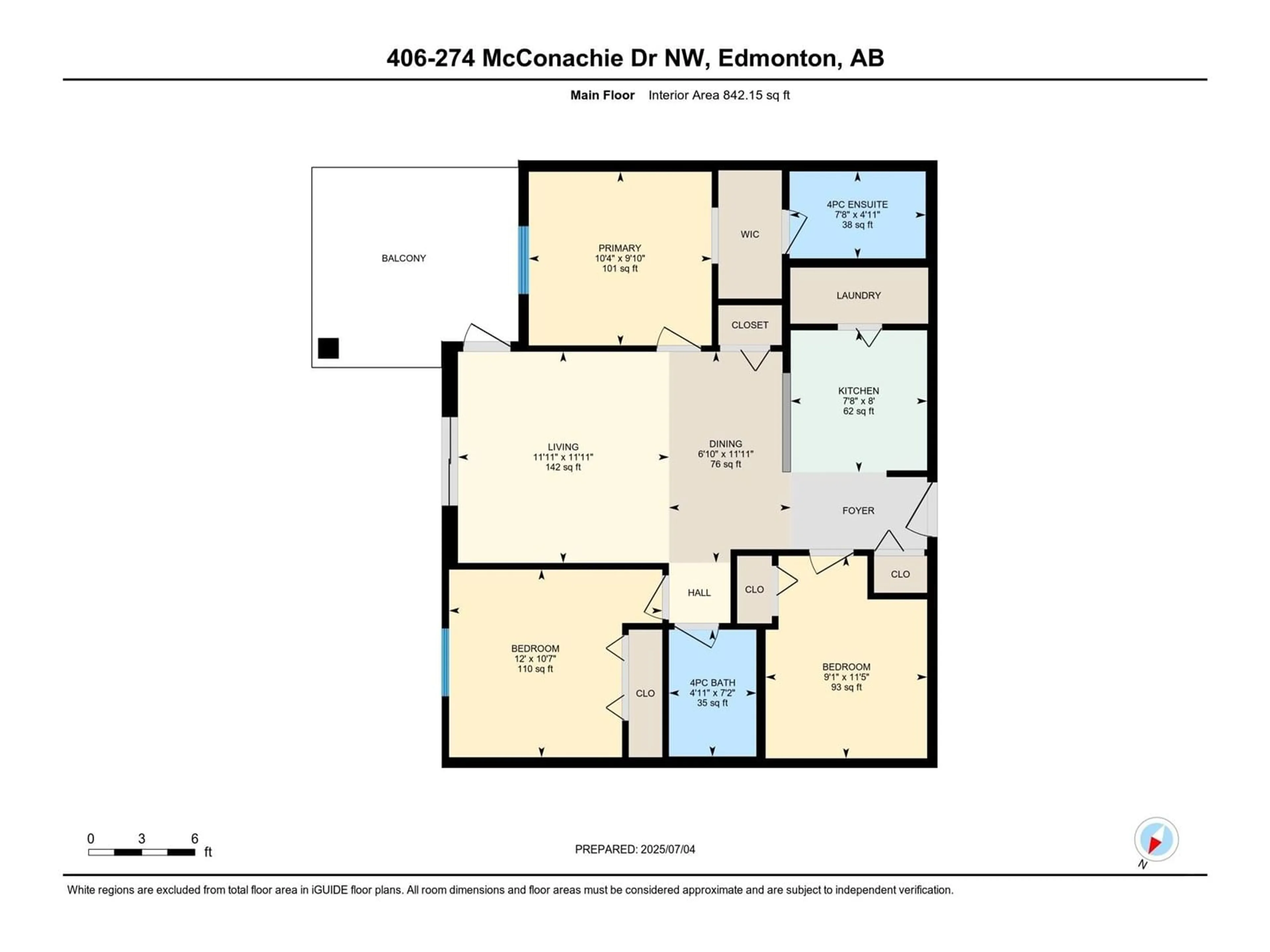 Floor plan for #406 - 274 MCCONACHIE DR, Edmonton Alberta T5Y3N4
