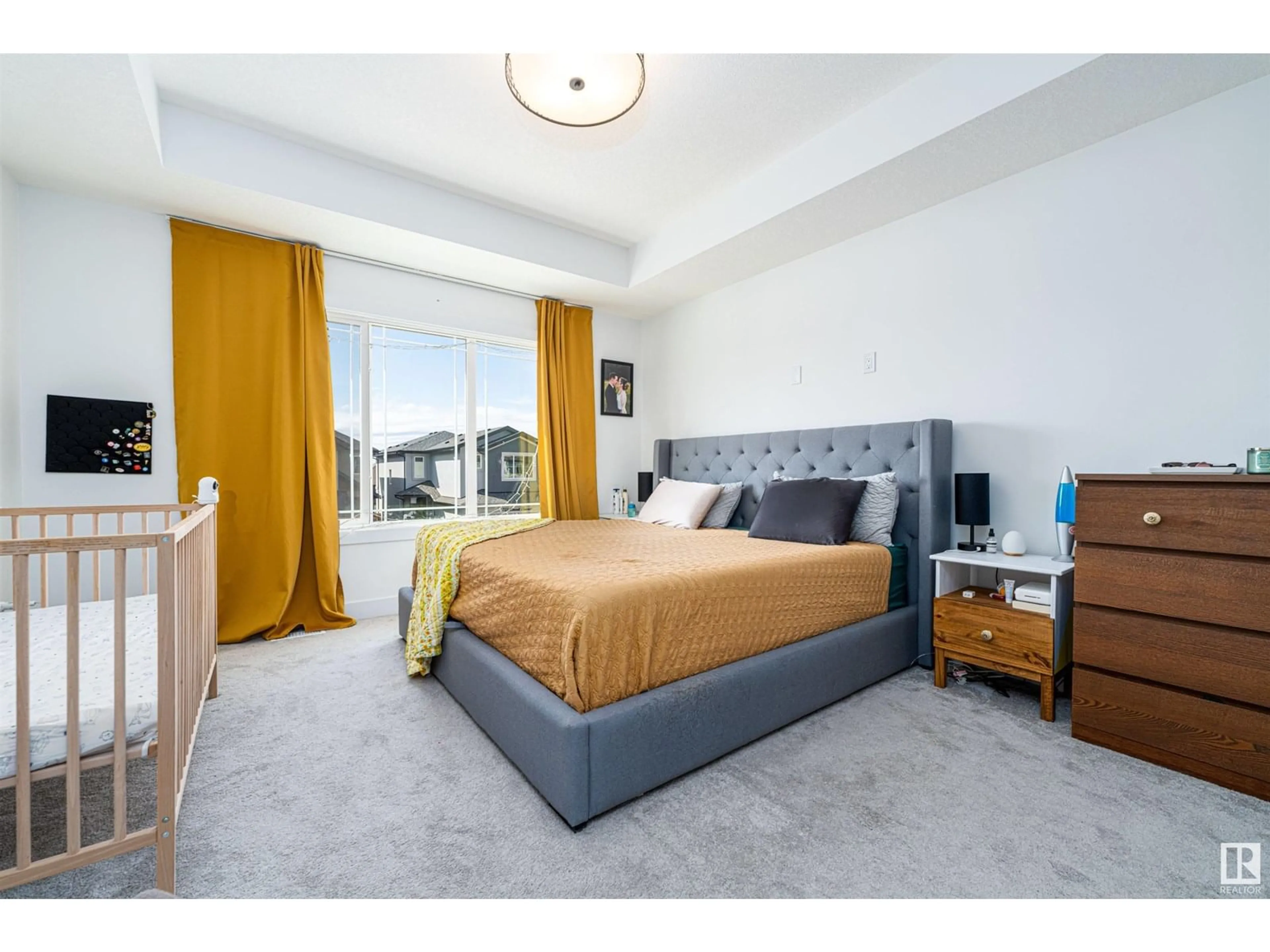 Bedroom with bed, carpet floor for 5270 KIMBALL CR, Edmonton Alberta T6W4Z3