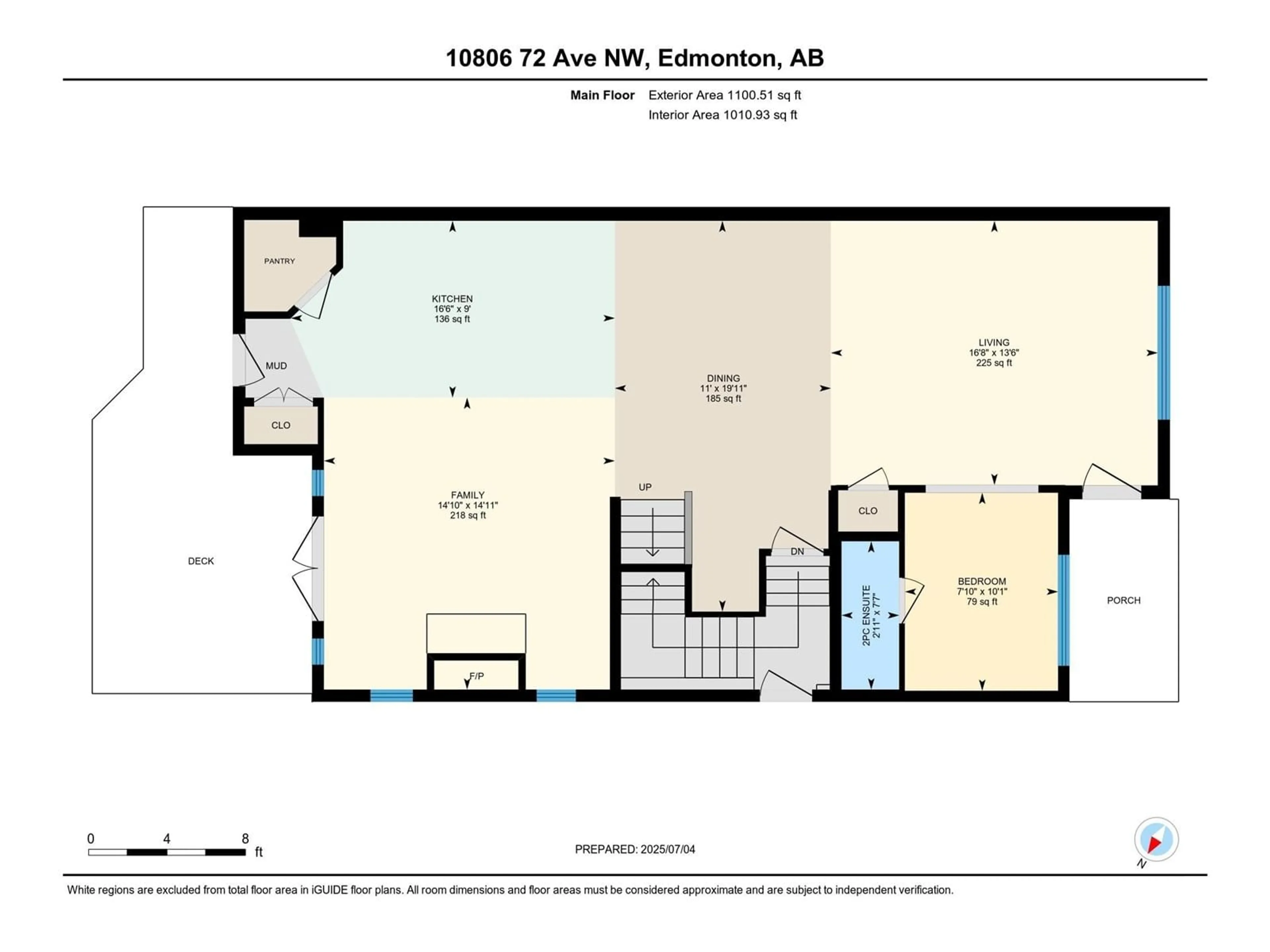 Floor plan for 10806 72 AV, Edmonton Alberta T6E1A3