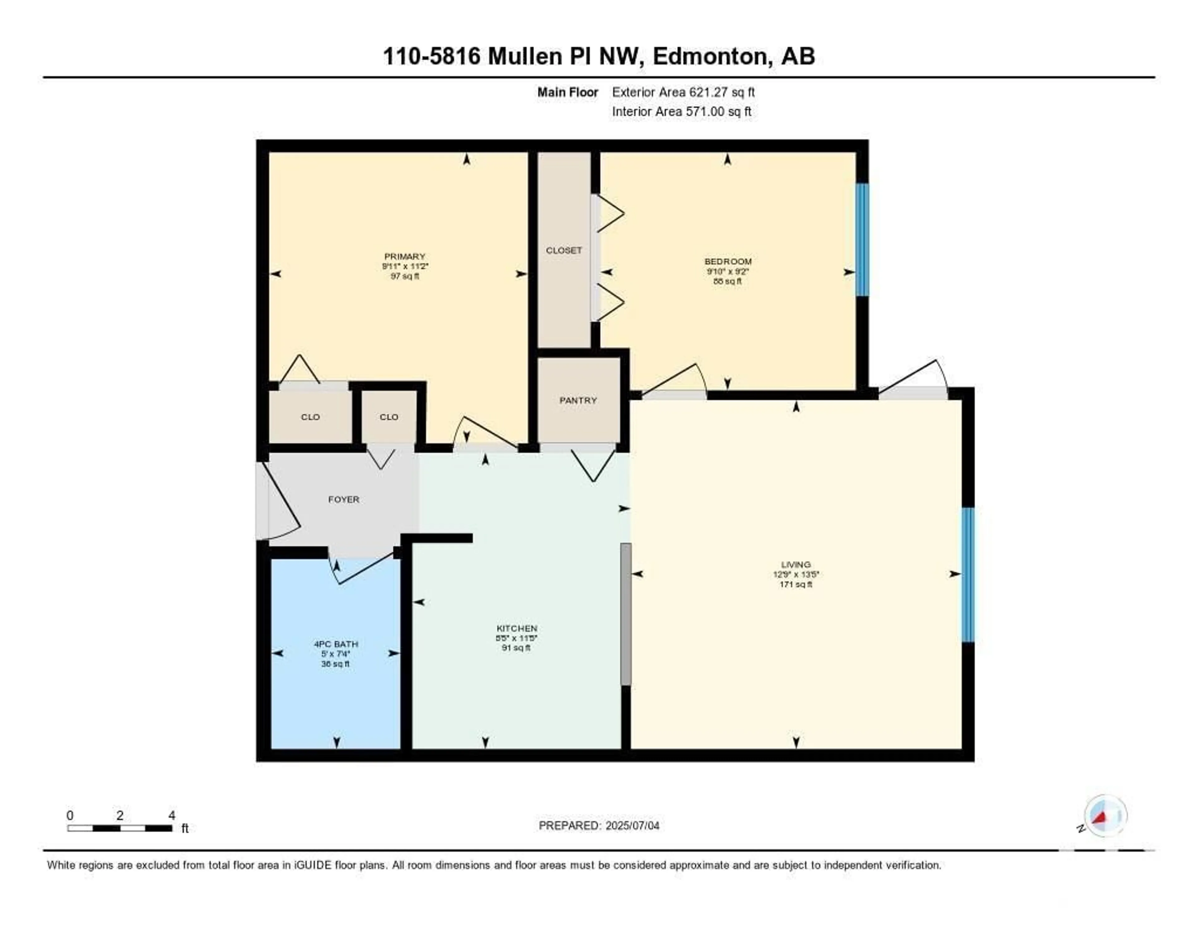 Floor plan for #110 - 5816 MULLEN PL, Edmonton Alberta T6R0W3