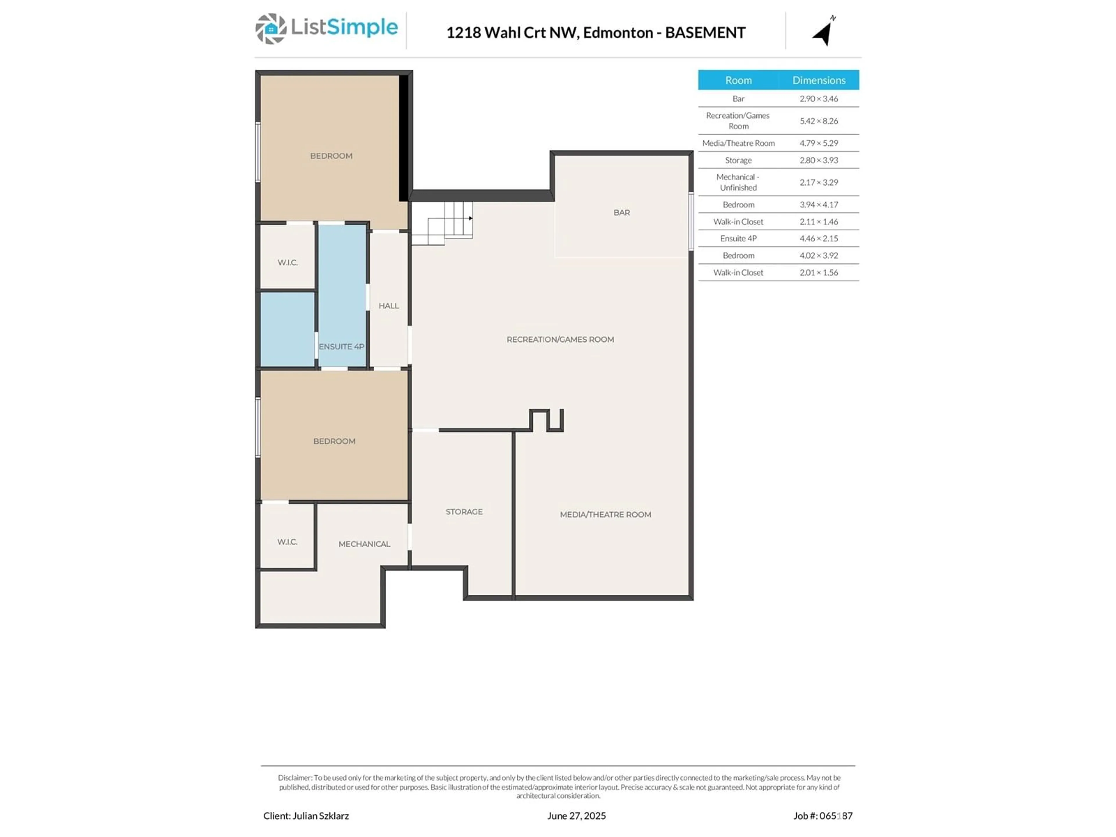 Floor plan for 1218 WAHL CO NW, Edmonton Alberta T6W3G4