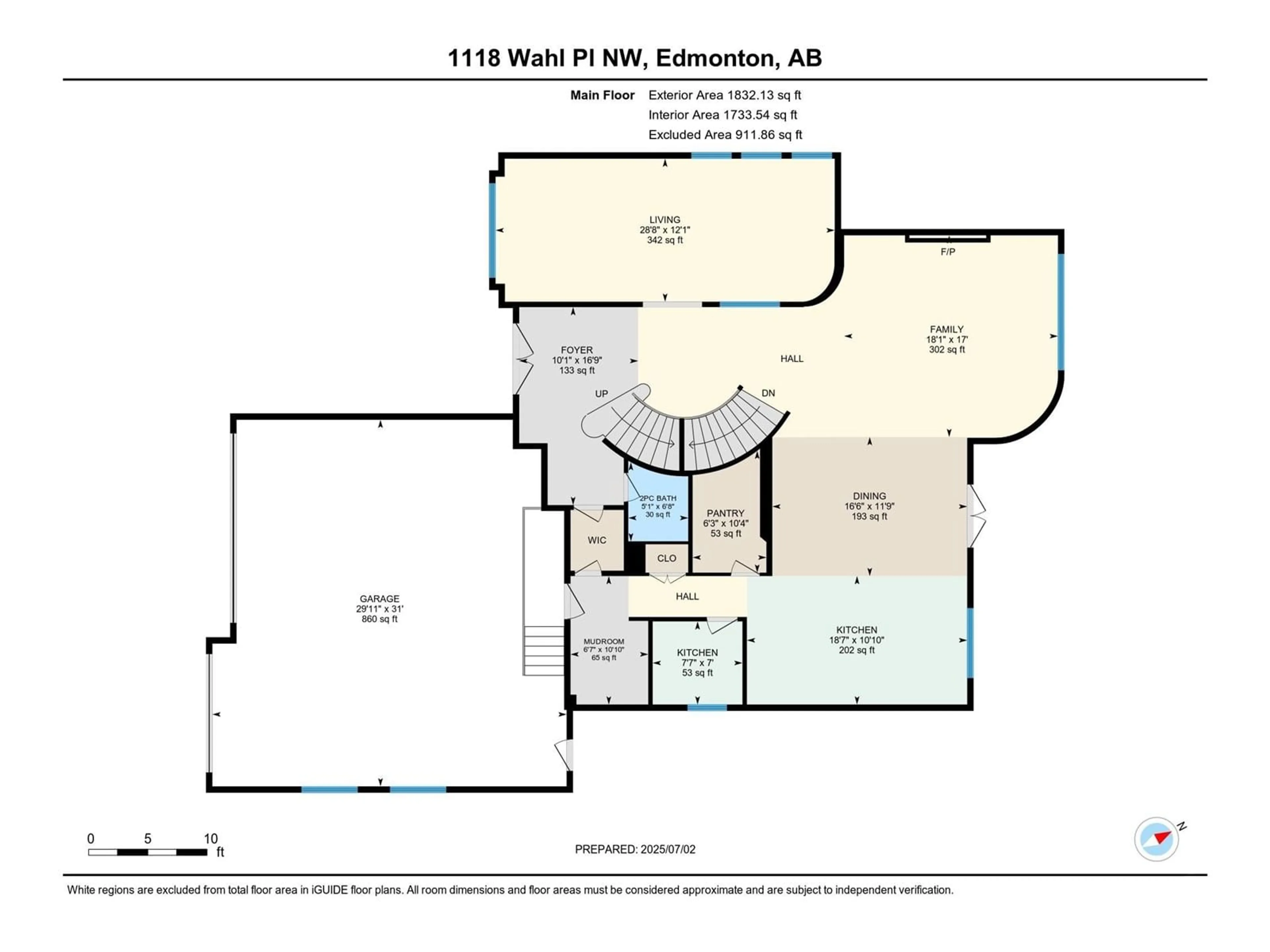 Floor plan for 1118 WAHL PL, Edmonton Alberta T6W3G6