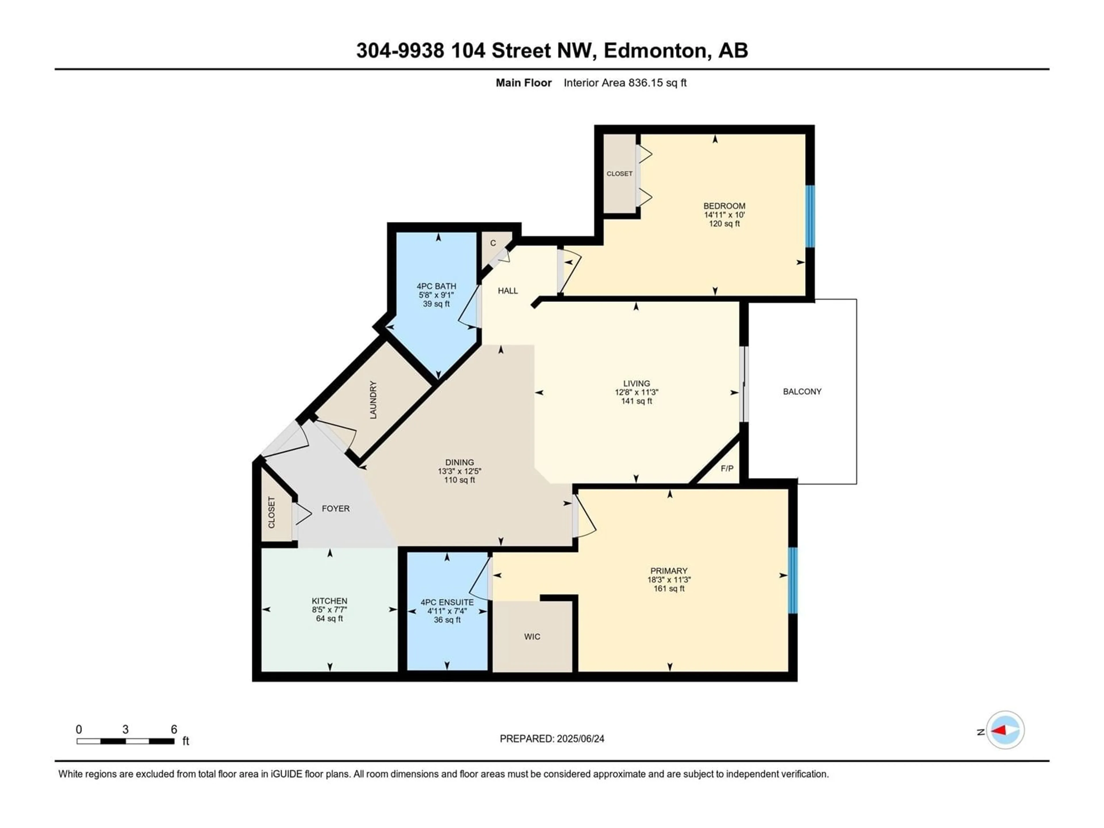 Floor plan for #304 - 9938 104 ST, Edmonton Alberta T5K2X7