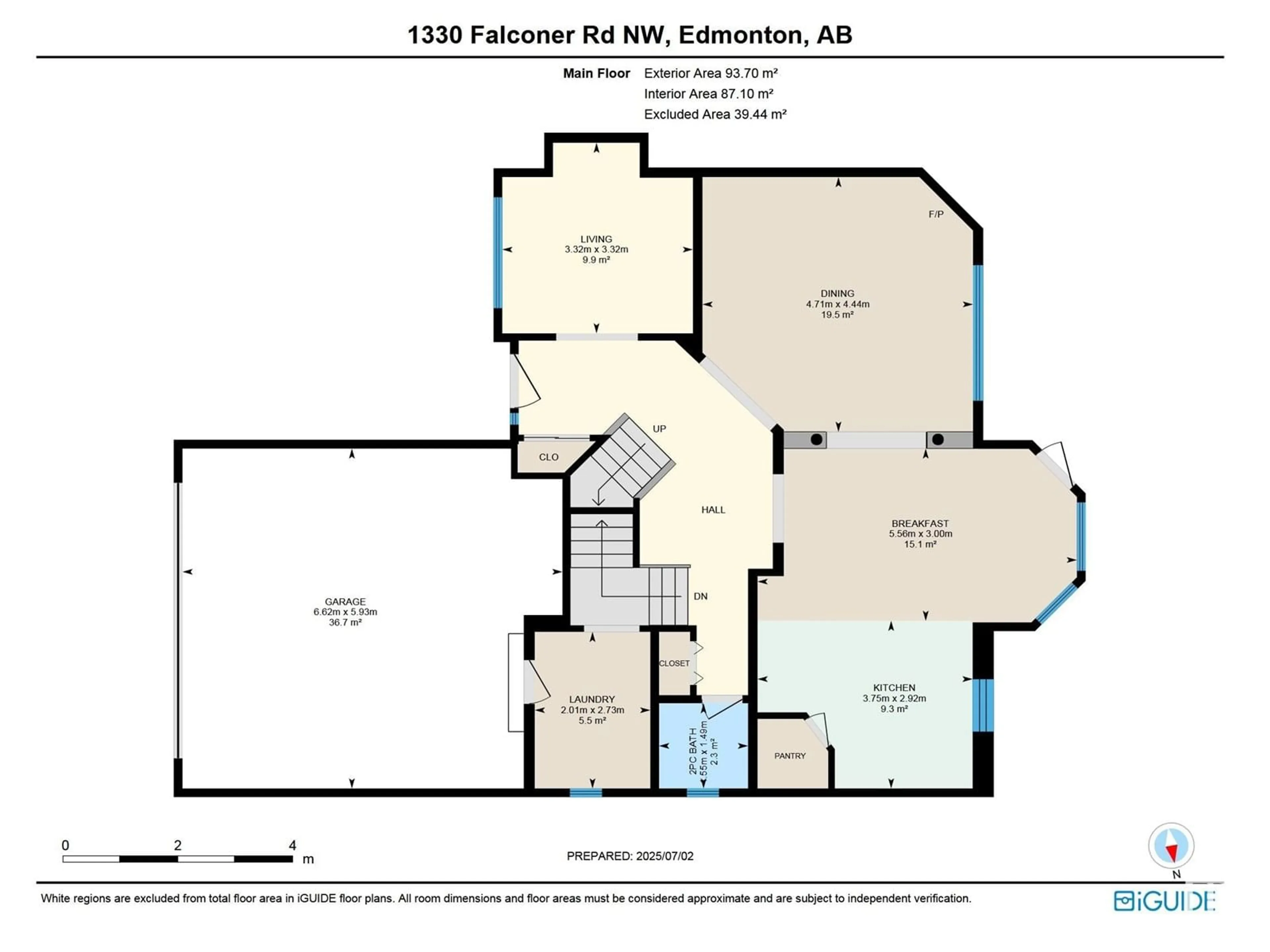 Floor plan for 1330 FALCONER RD, Edmonton Alberta T6R2V5