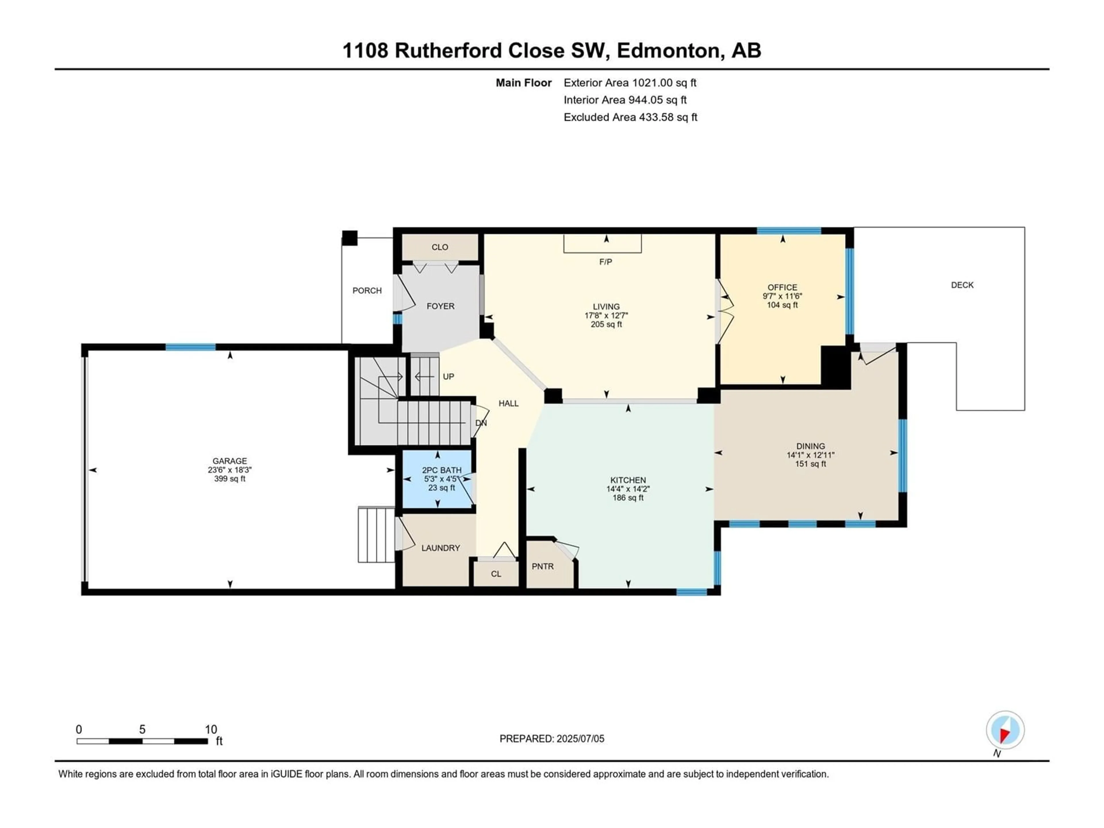 Floor plan for 1108 RUTHERFORD CL, Edmonton Alberta T6W1H4