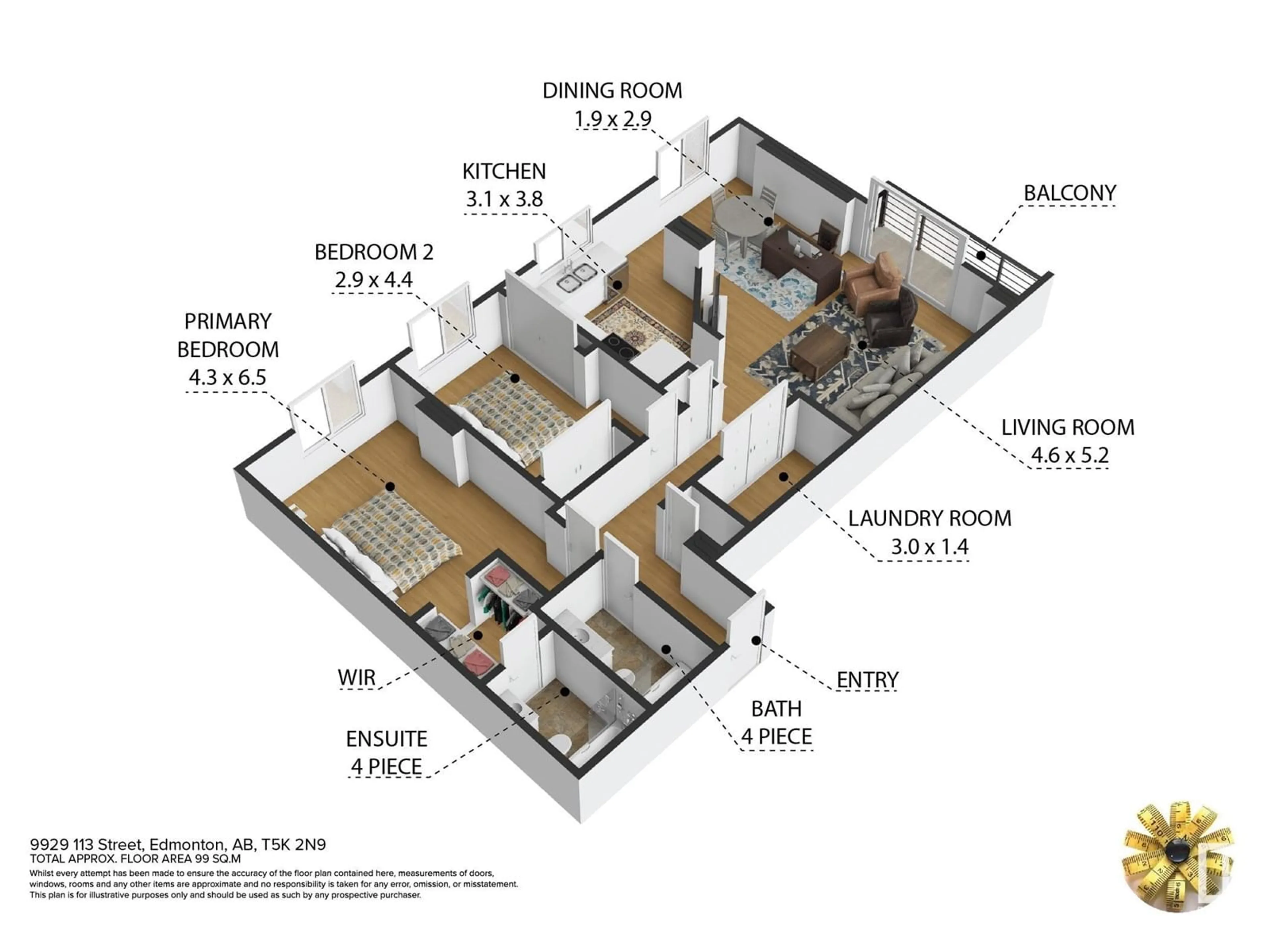 Floor plan for #404 - 9929 113 ST, Edmonton Alberta T5K2N9