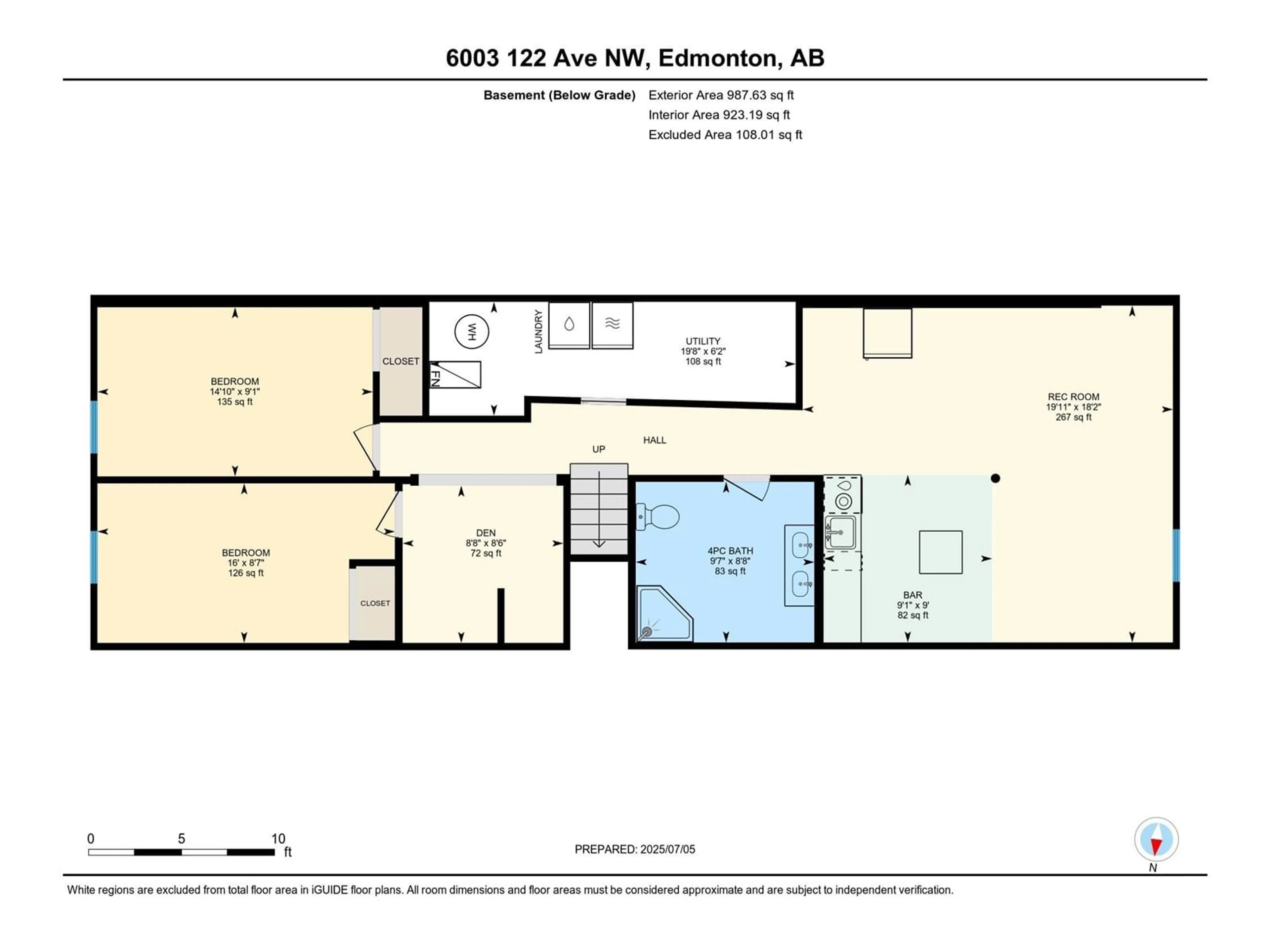 Floor plan for 6003 122 AV, Edmonton Alberta T5W4X2
