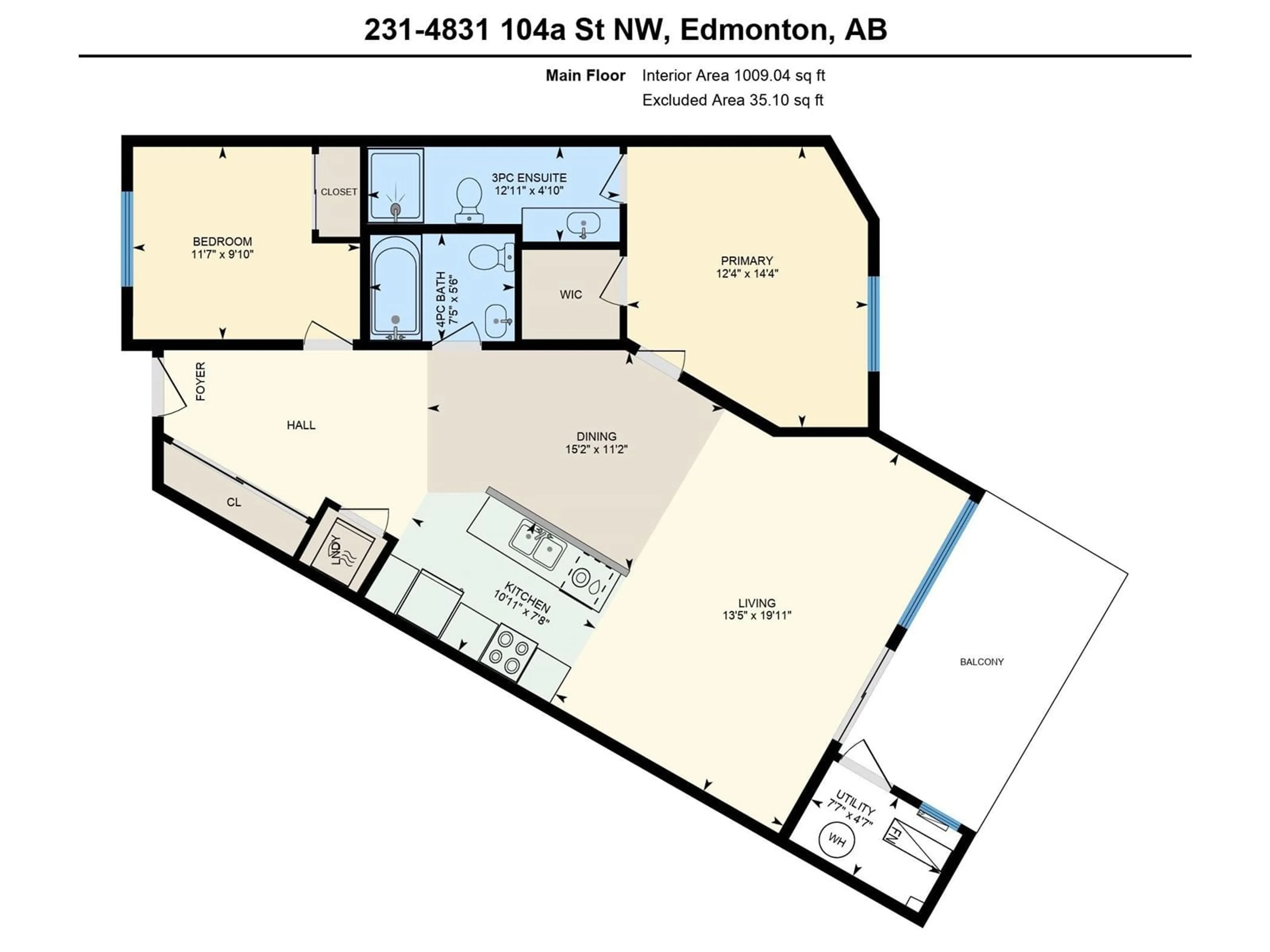 Floor plan for 231 4831 104A ST, Edmonton Alberta T6H0R5