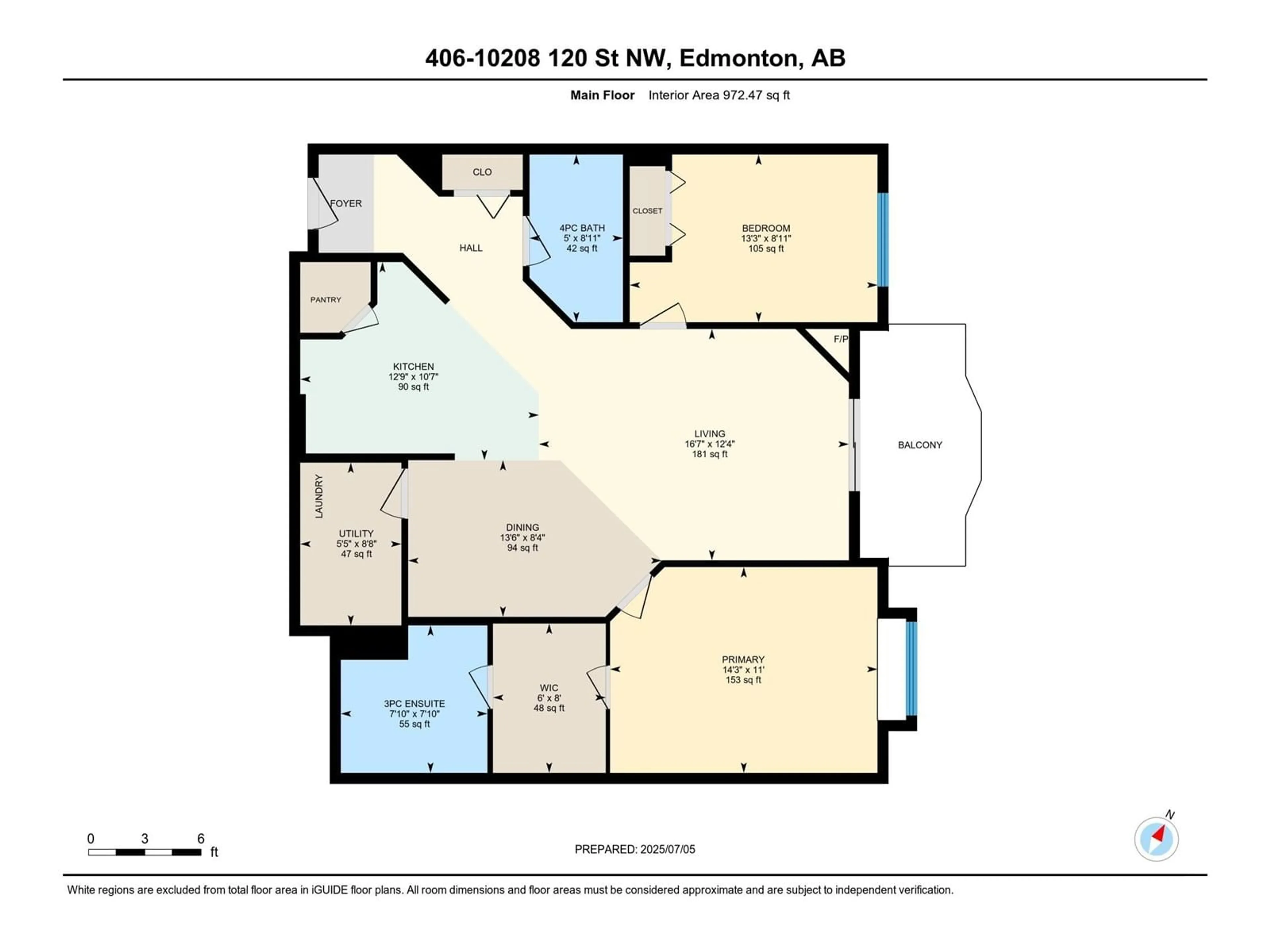 Floor plan for #406 - 10208 120 ST NW, Edmonton Alberta T5K2W2