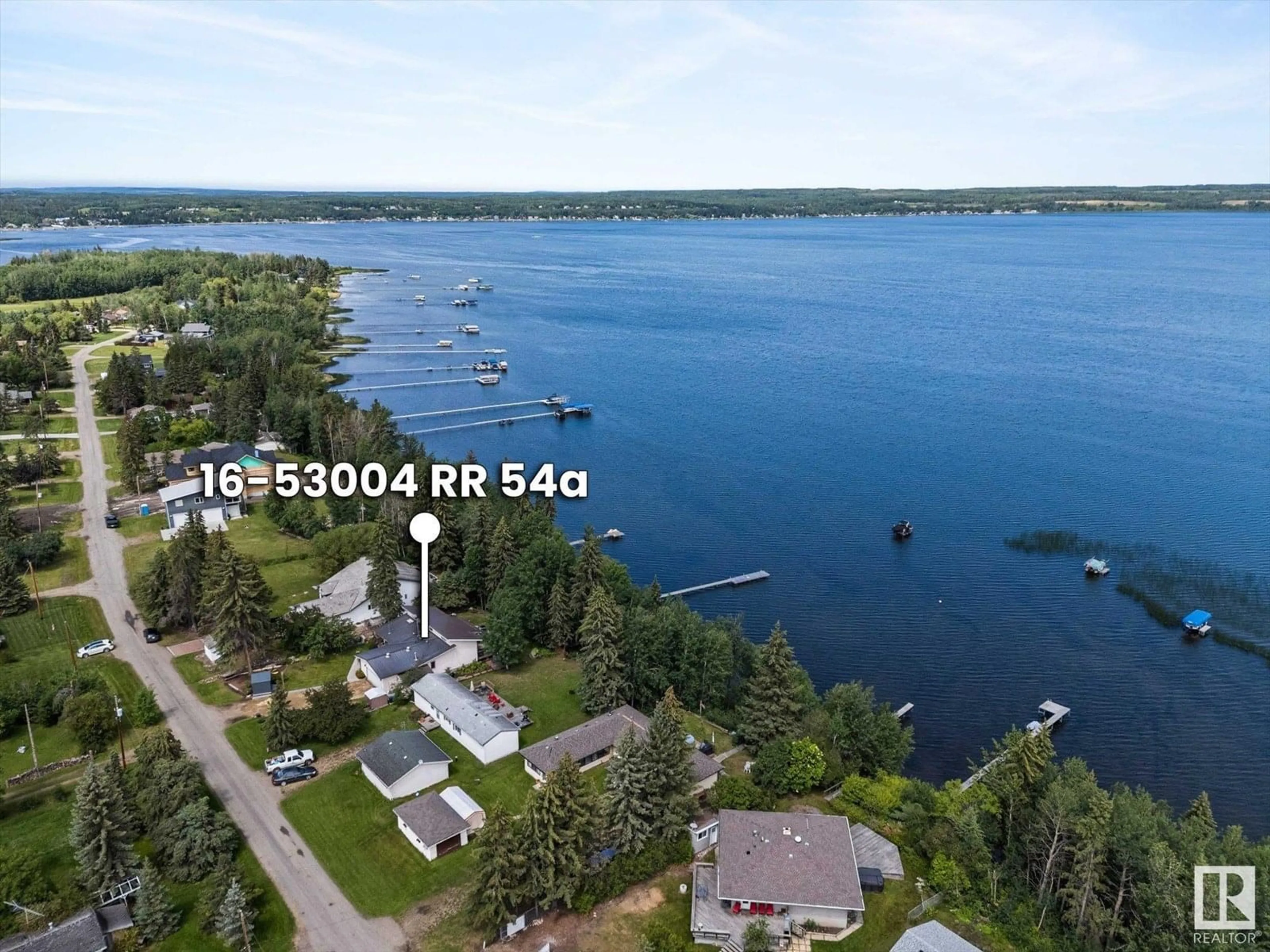 A pic from outside/outdoor area/front of a property/back of a property/a pic from drone, water/lake/river/ocean view for 16 53004 RGE ROAD 54A, Rural Parkland County Alberta T0E0B0