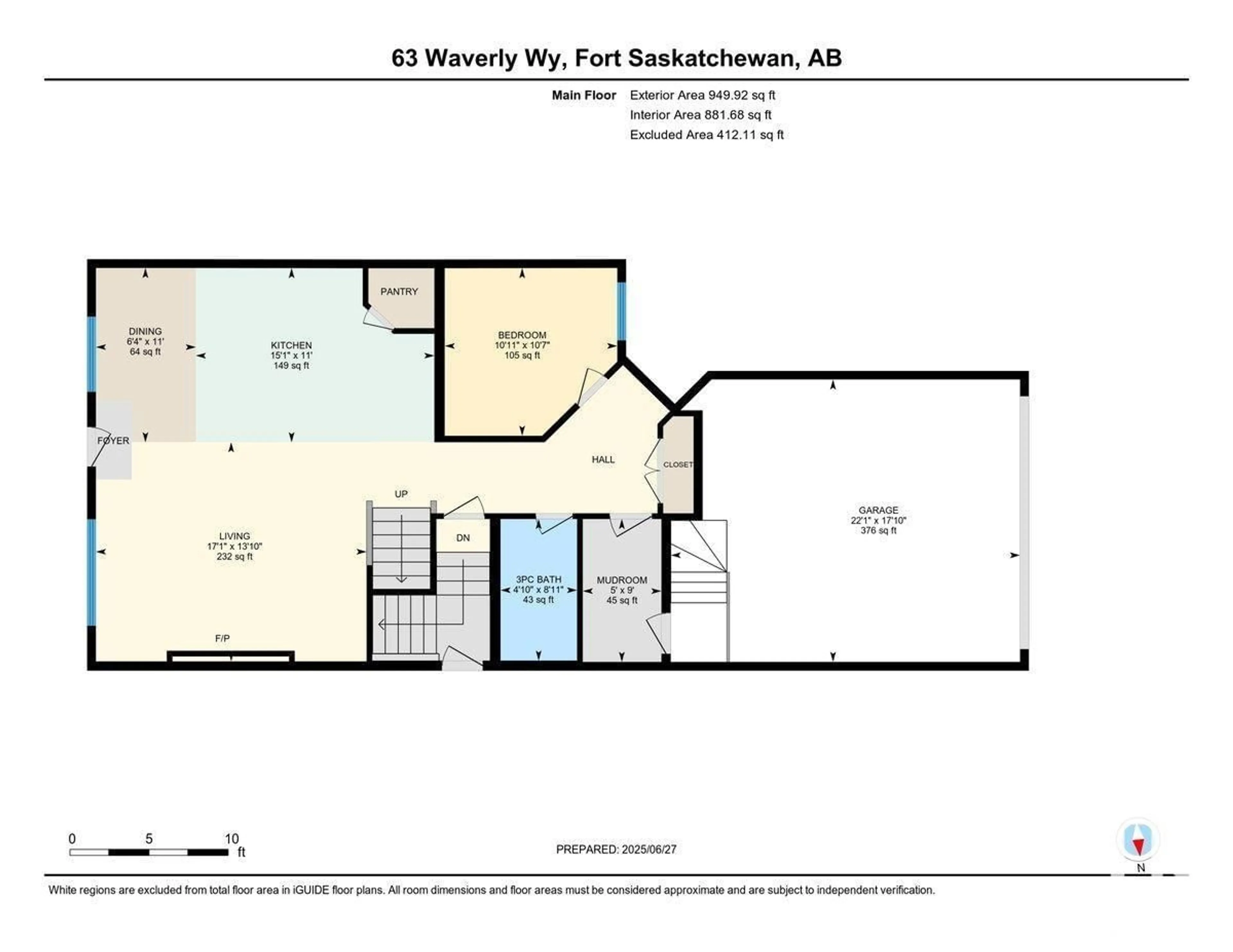 Floor plan for 63 WAVERLY WY, Fort Saskatchewan Alberta T8L0Z8