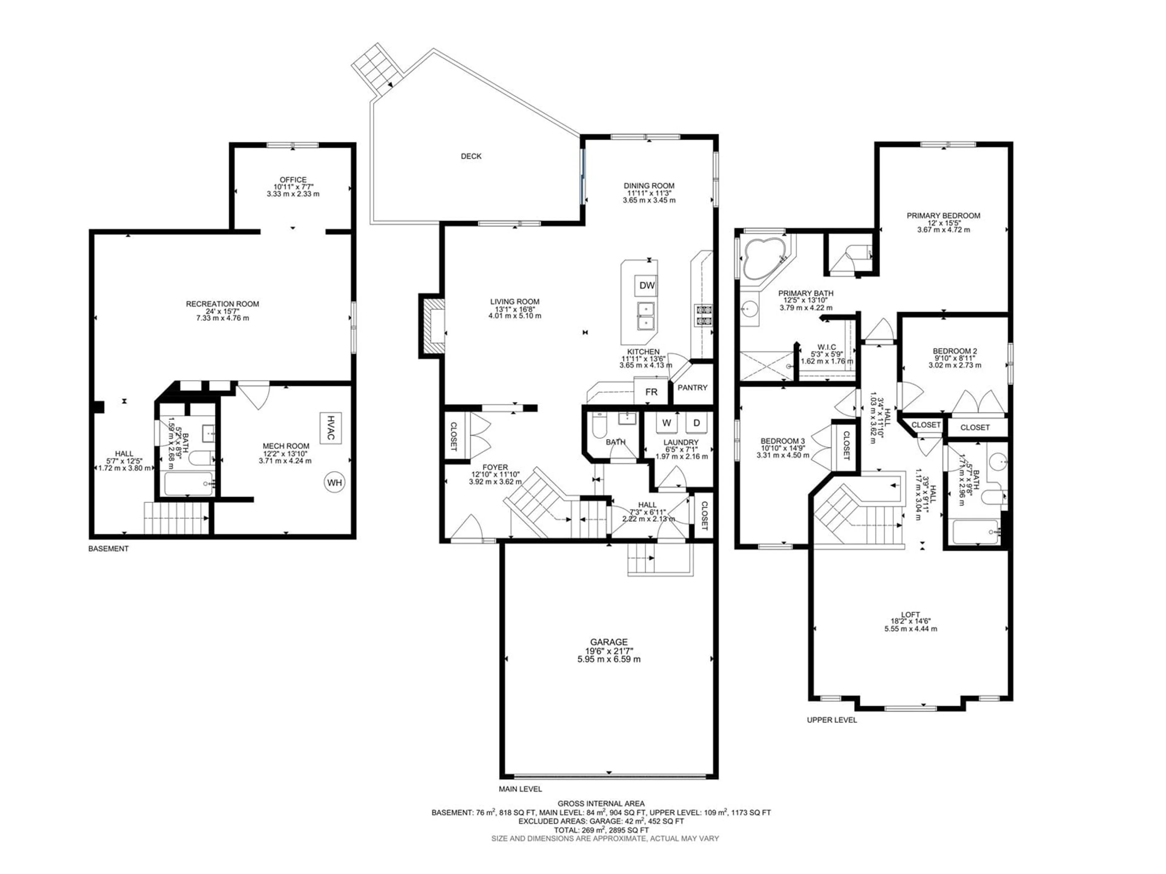 Floor plan for 16713 58A ST, Edmonton Alberta T5Y0K7