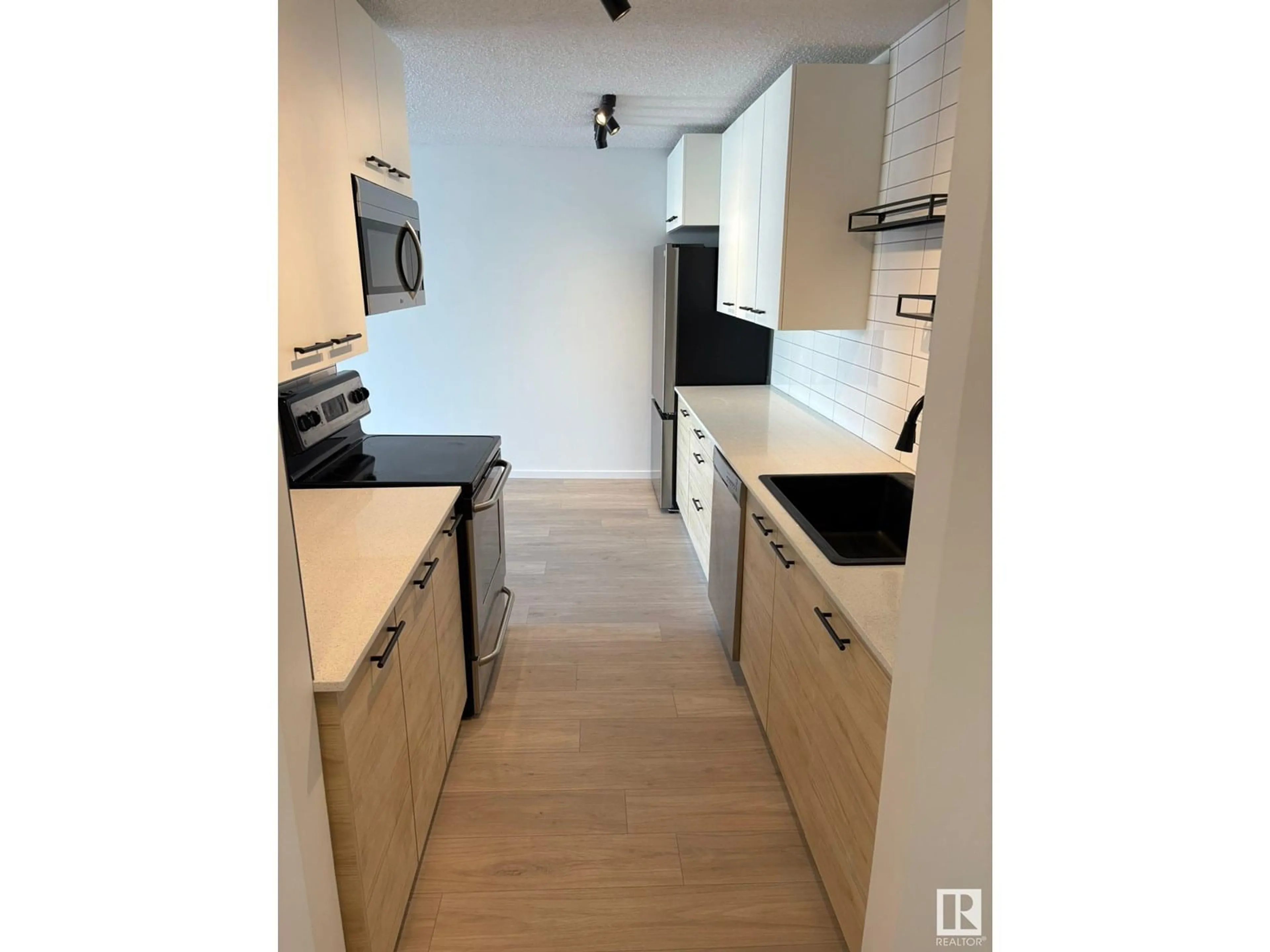 Standard kitchen, wood/laminate floor for #302 - 10615 110 ST, Edmonton Alberta T5H3C7