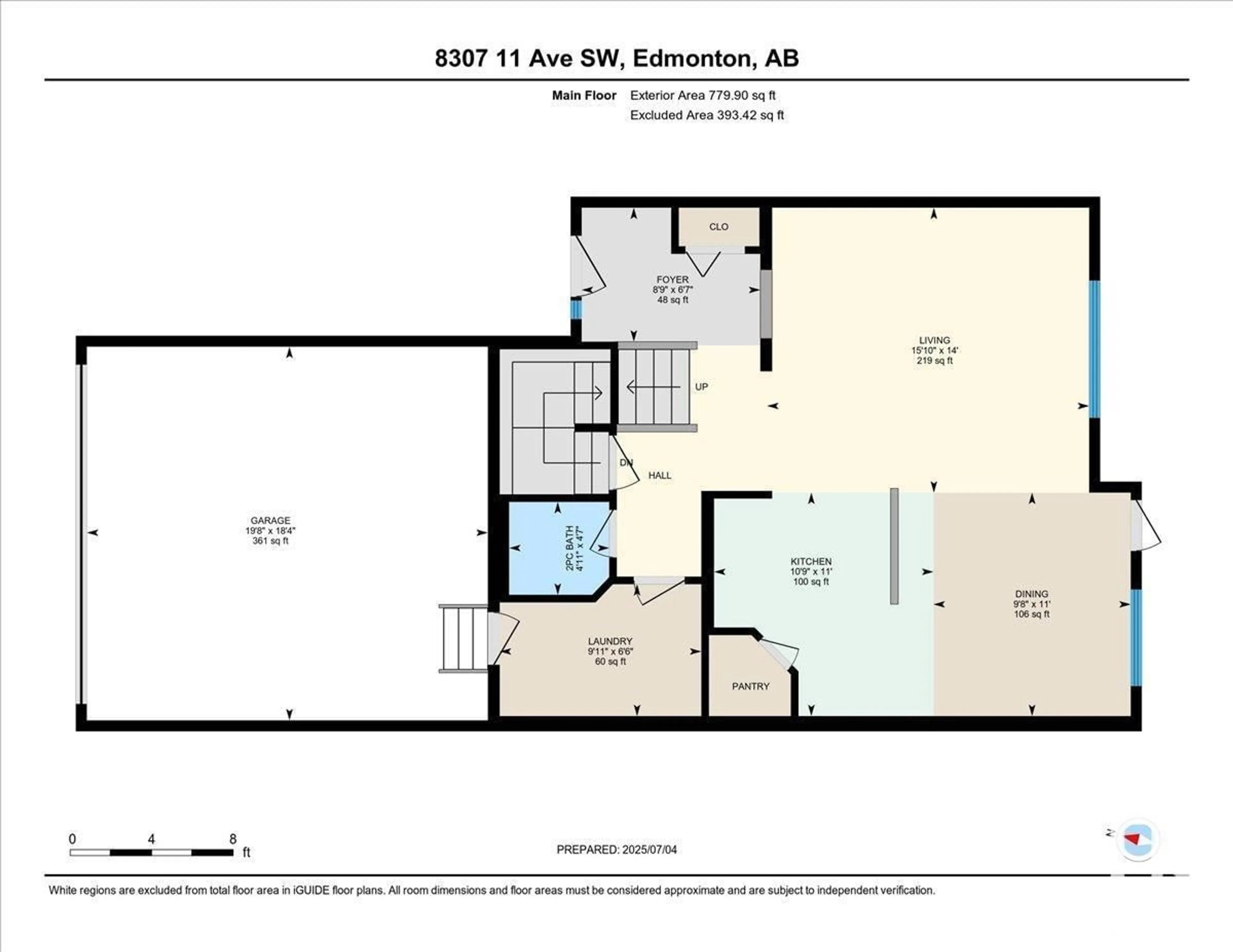 Floor plan for 8307 11 AV, Edmonton Alberta T6X1E3