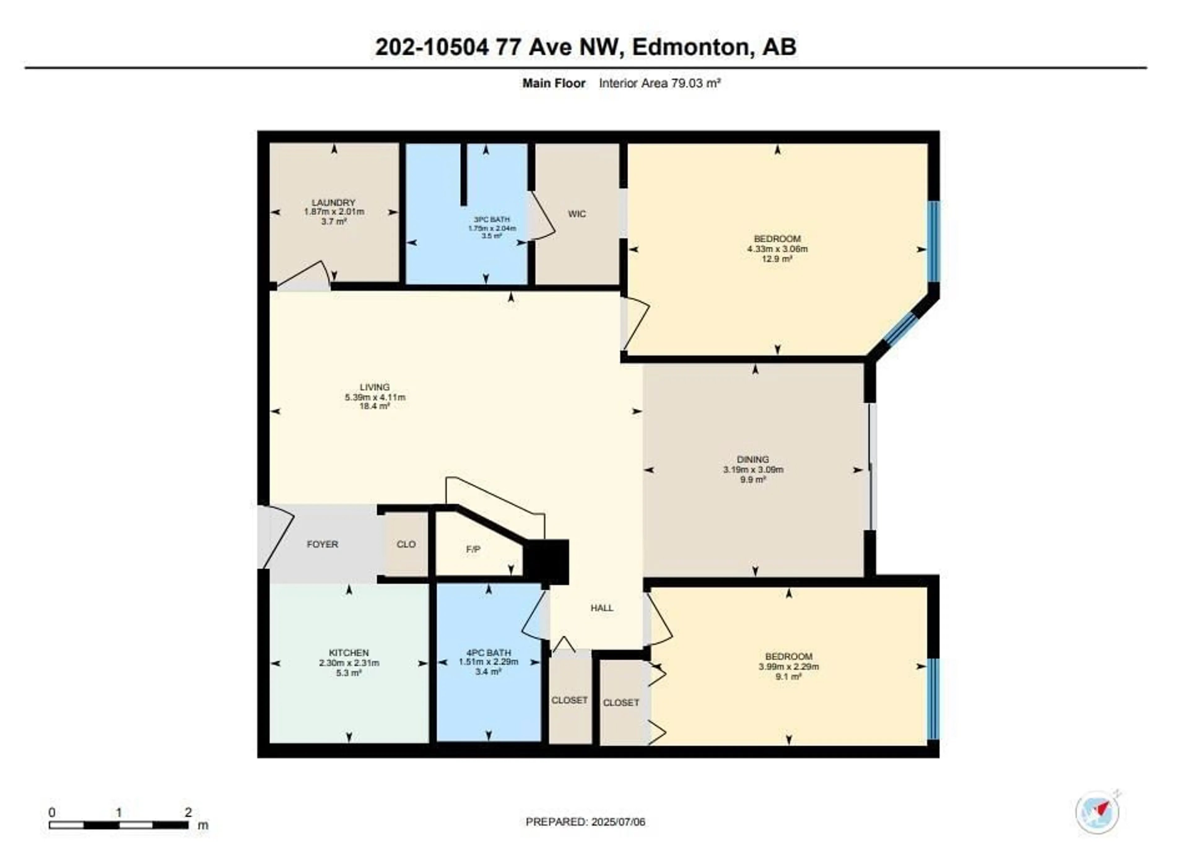 Floor plan for 202 - 10504 77 AV, Edmonton Alberta T6E1N1