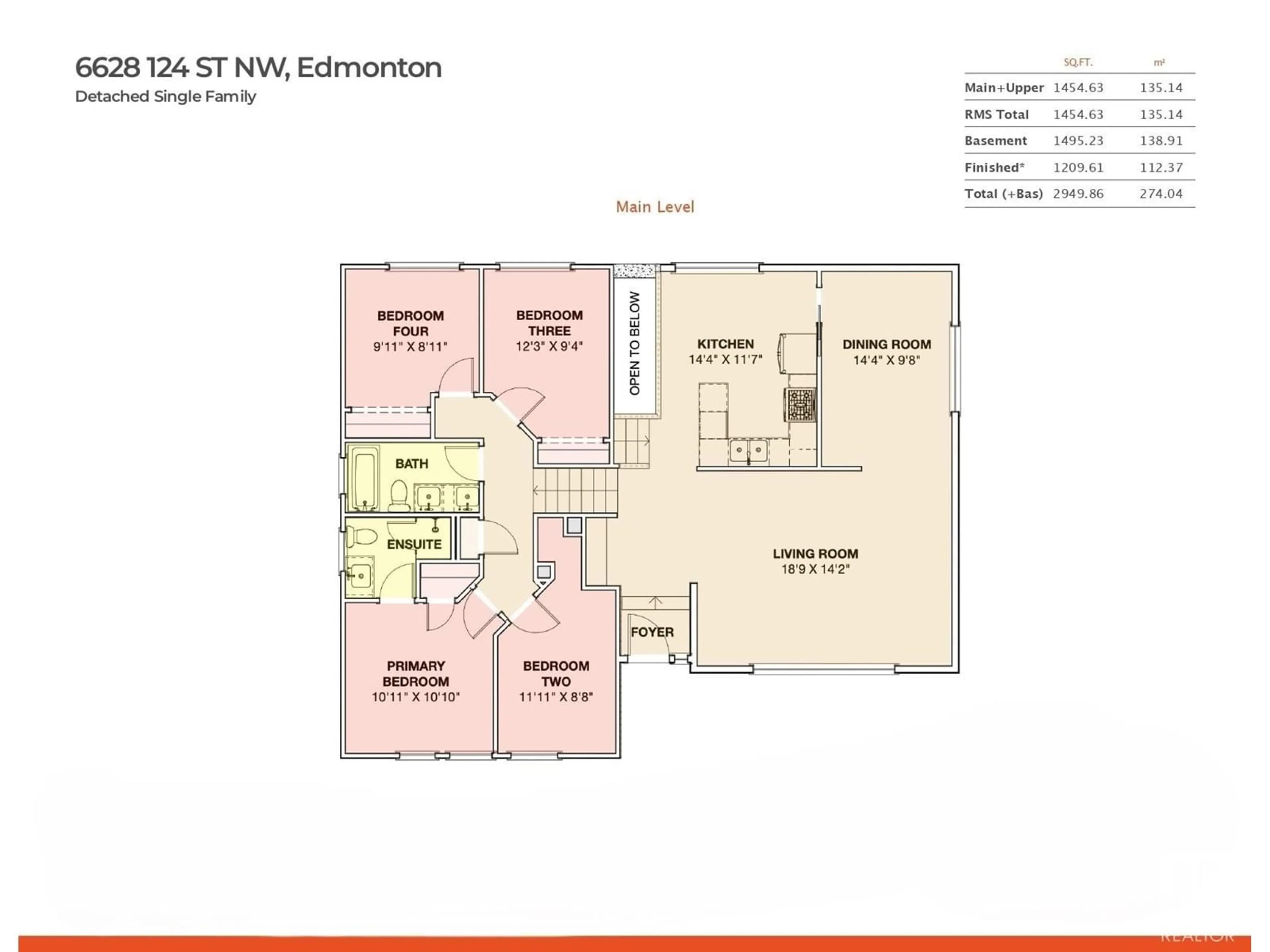 Floor plan for 6628 124 ST, Edmonton Alberta T6H3V3