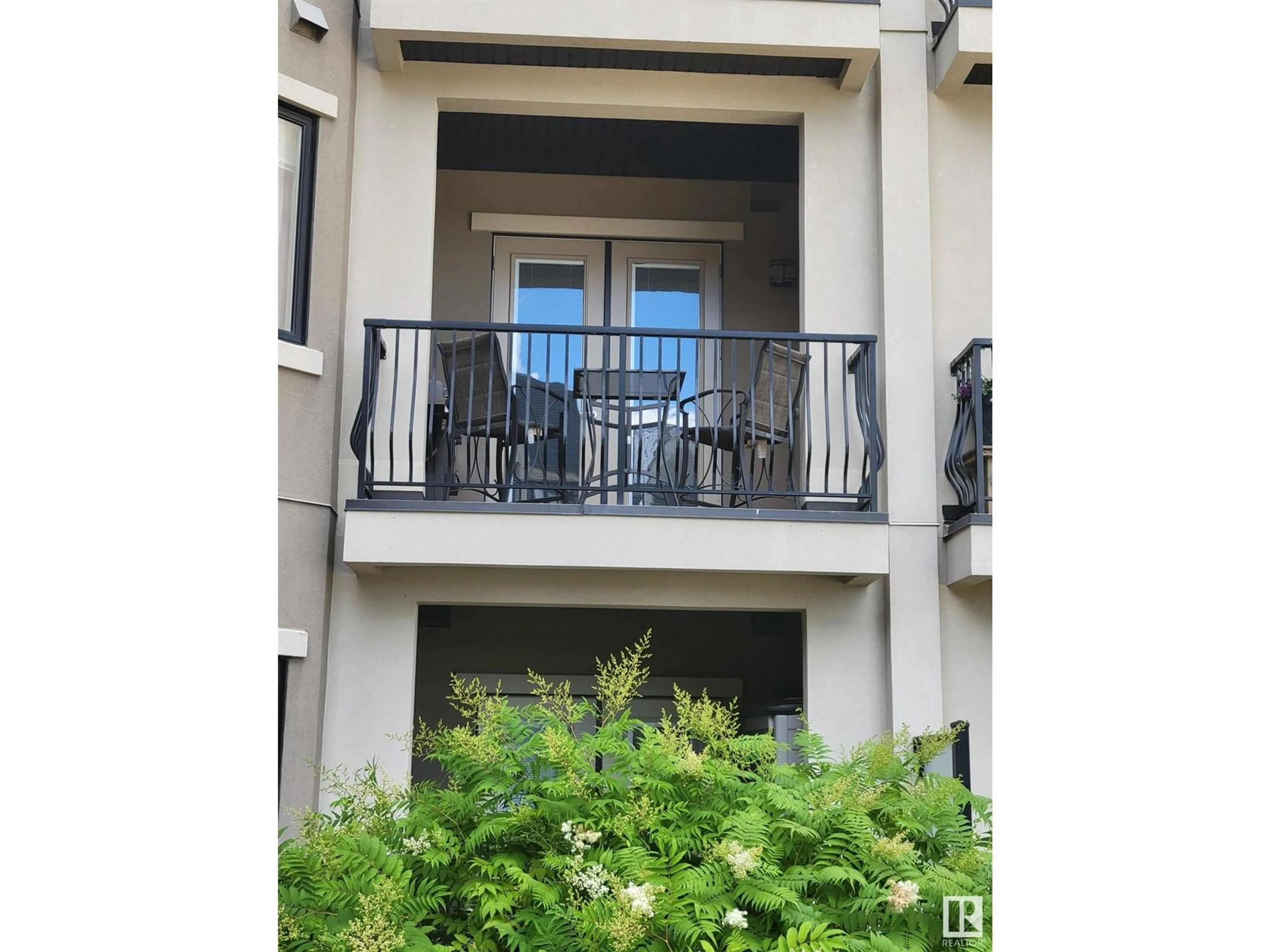 Balcony in the apartment, city buildings view from balcony for 6079 MAYNARD WY, Edmonton Alberta T6R0S5