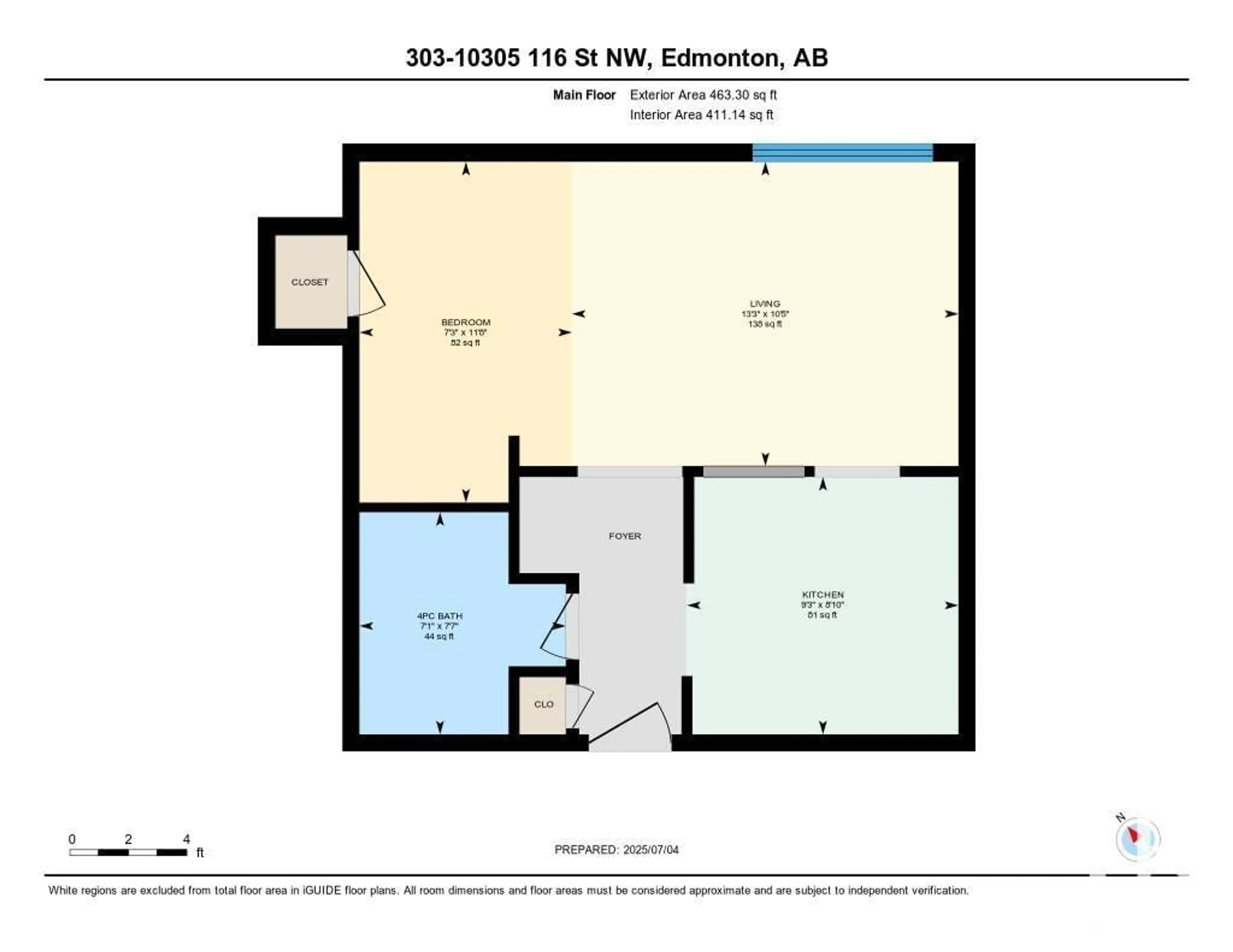 Floor plan for #303 - 10305 116 ST, Edmonton Alberta T5K1W5