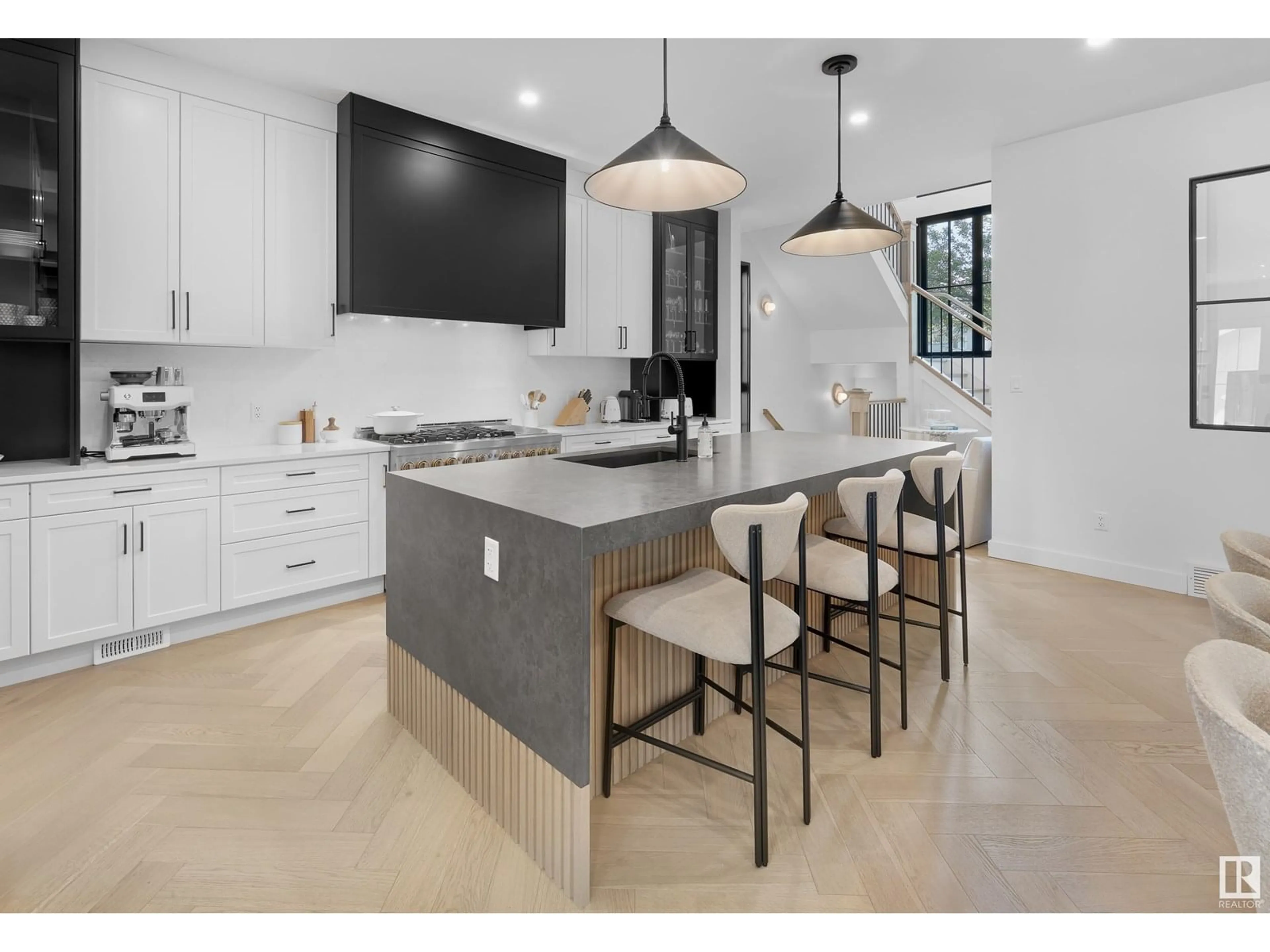 Open concept kitchen, ceramic/tile floor for 14018 104 AV, Edmonton Alberta T5N0W6