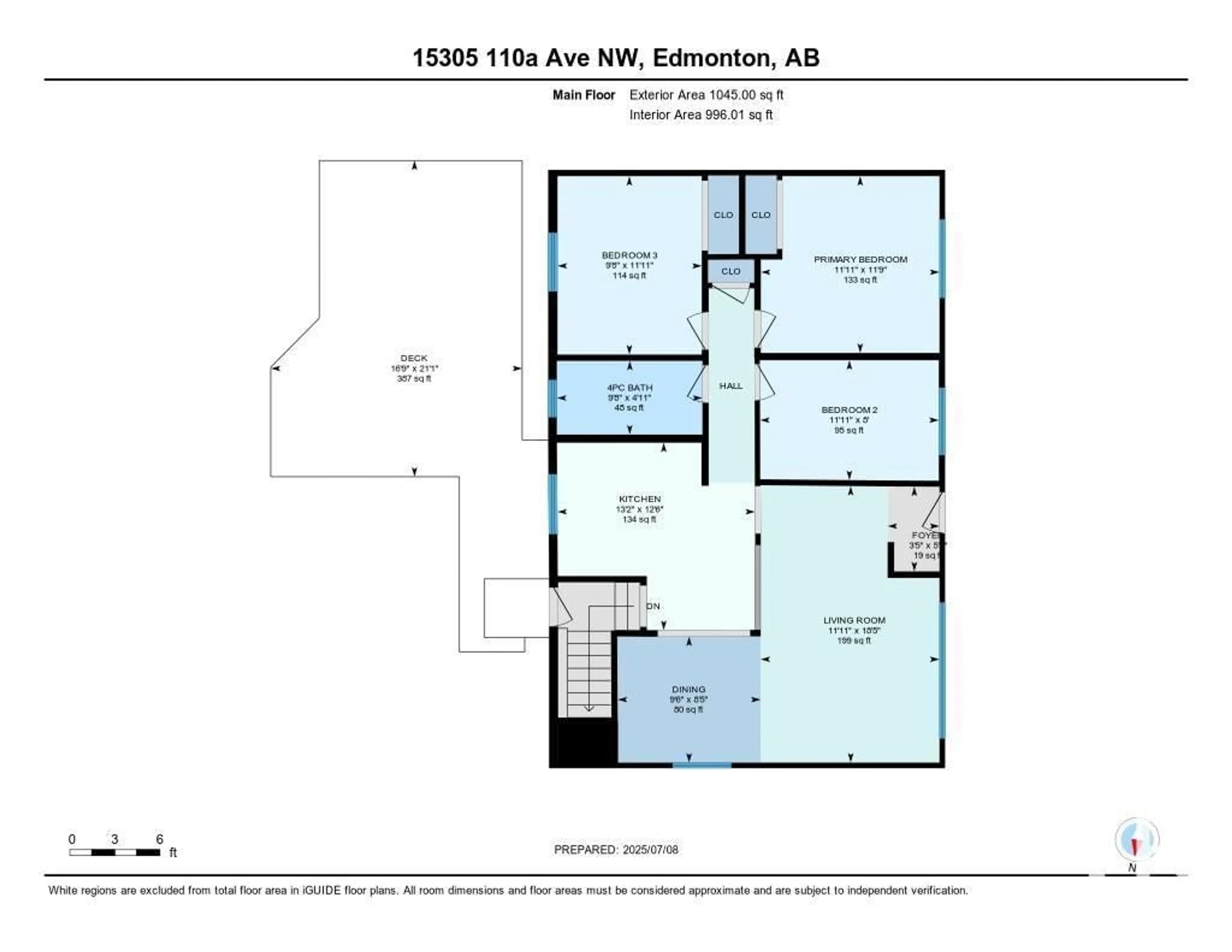 Floor plan for 15305 110A AV, Edmonton Alberta T5P1H4