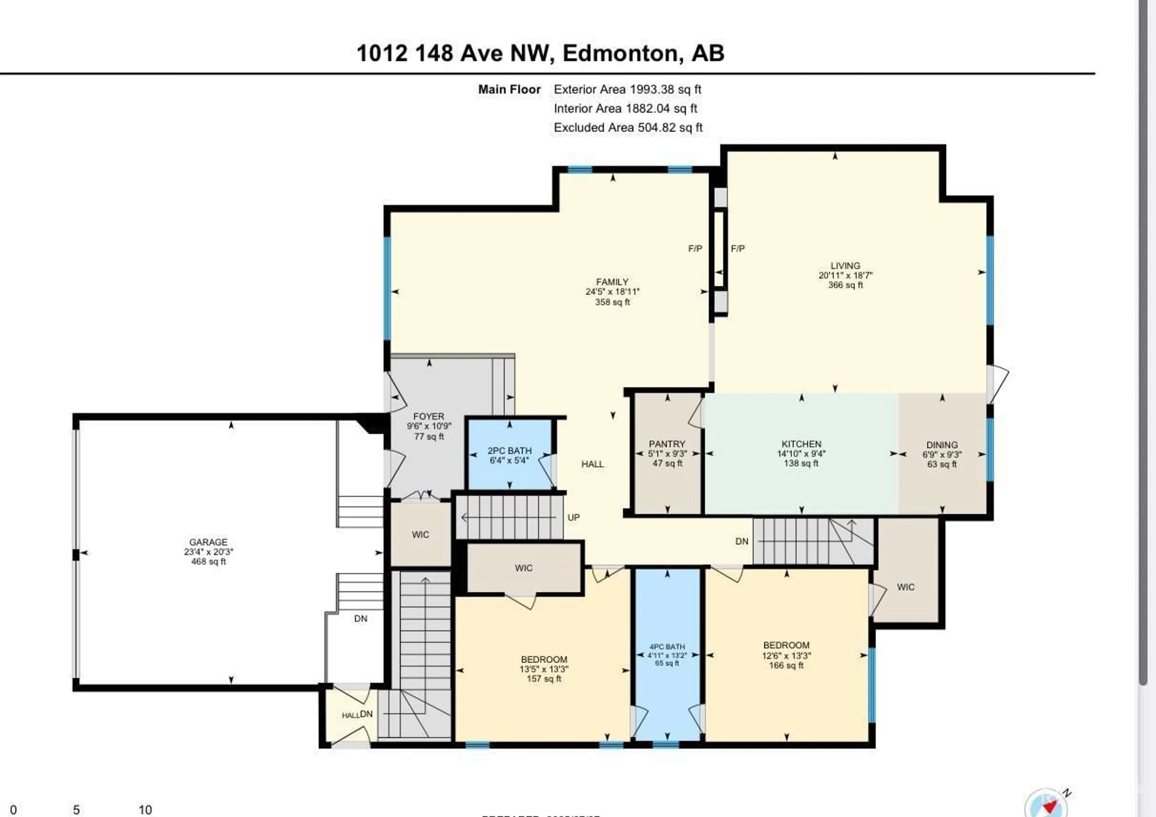 Floor plan for 1012 148 AV, Edmonton Alberta T5Z0V4