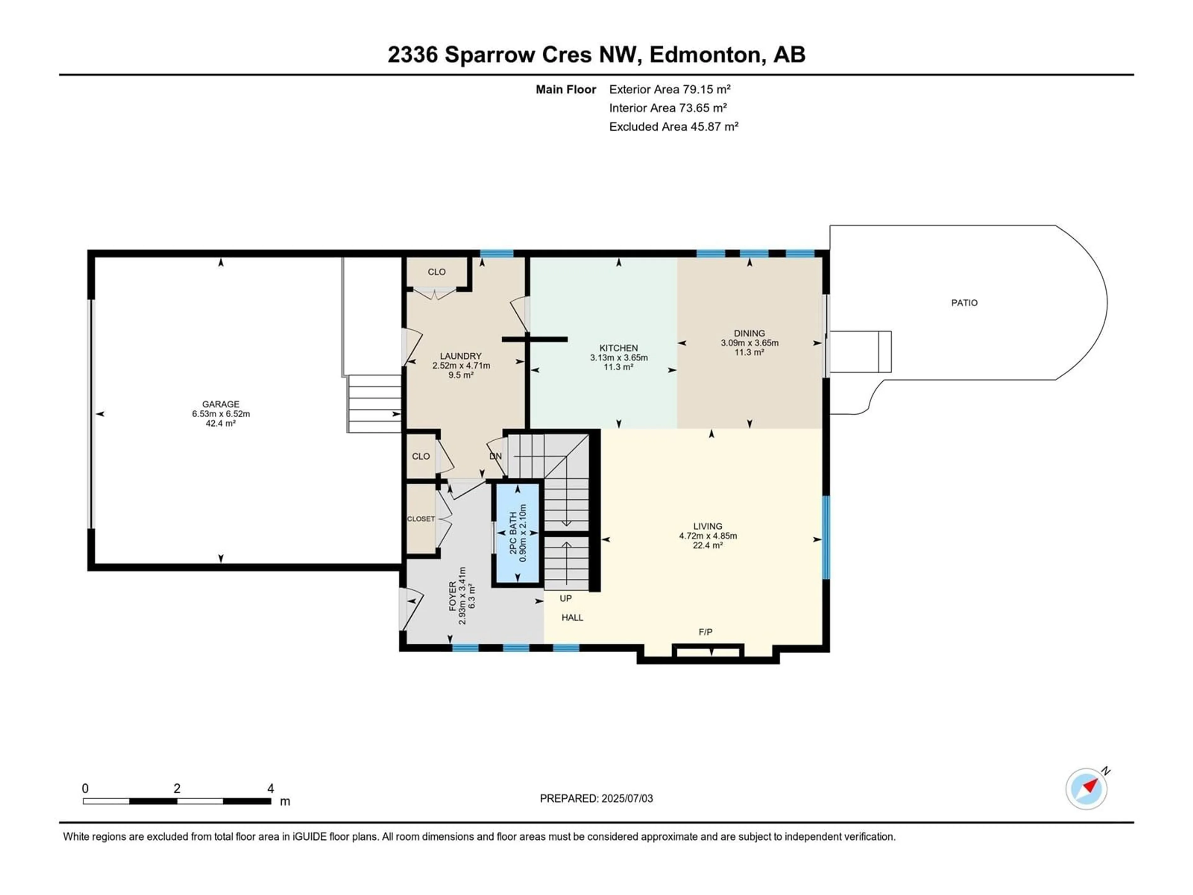 Floor plan for 2336 SPARROW CR, Edmonton Alberta T5S0G8