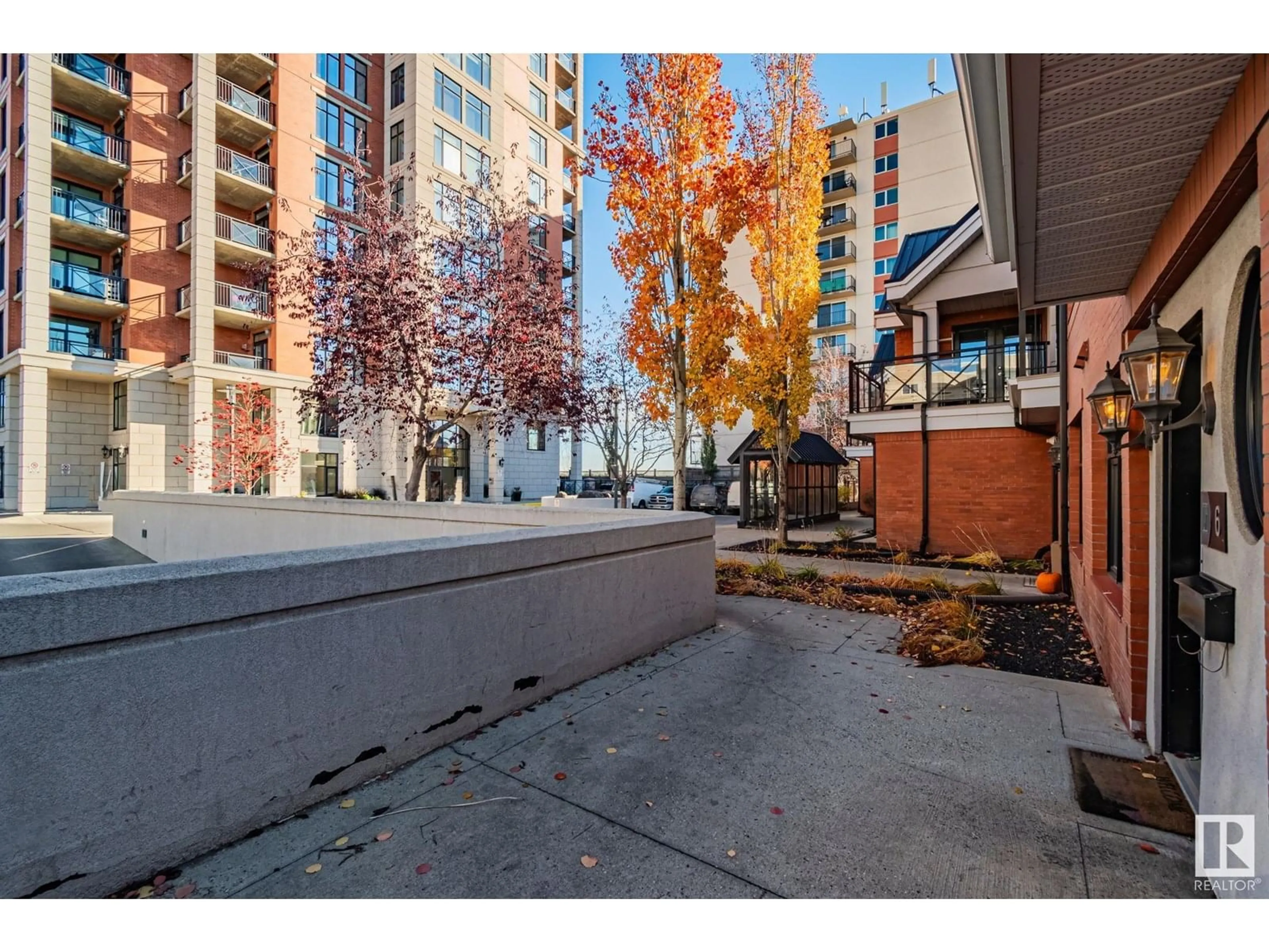 Patio, street for #6 - 9026 JASPER AV, Edmonton Alberta T5H3S8