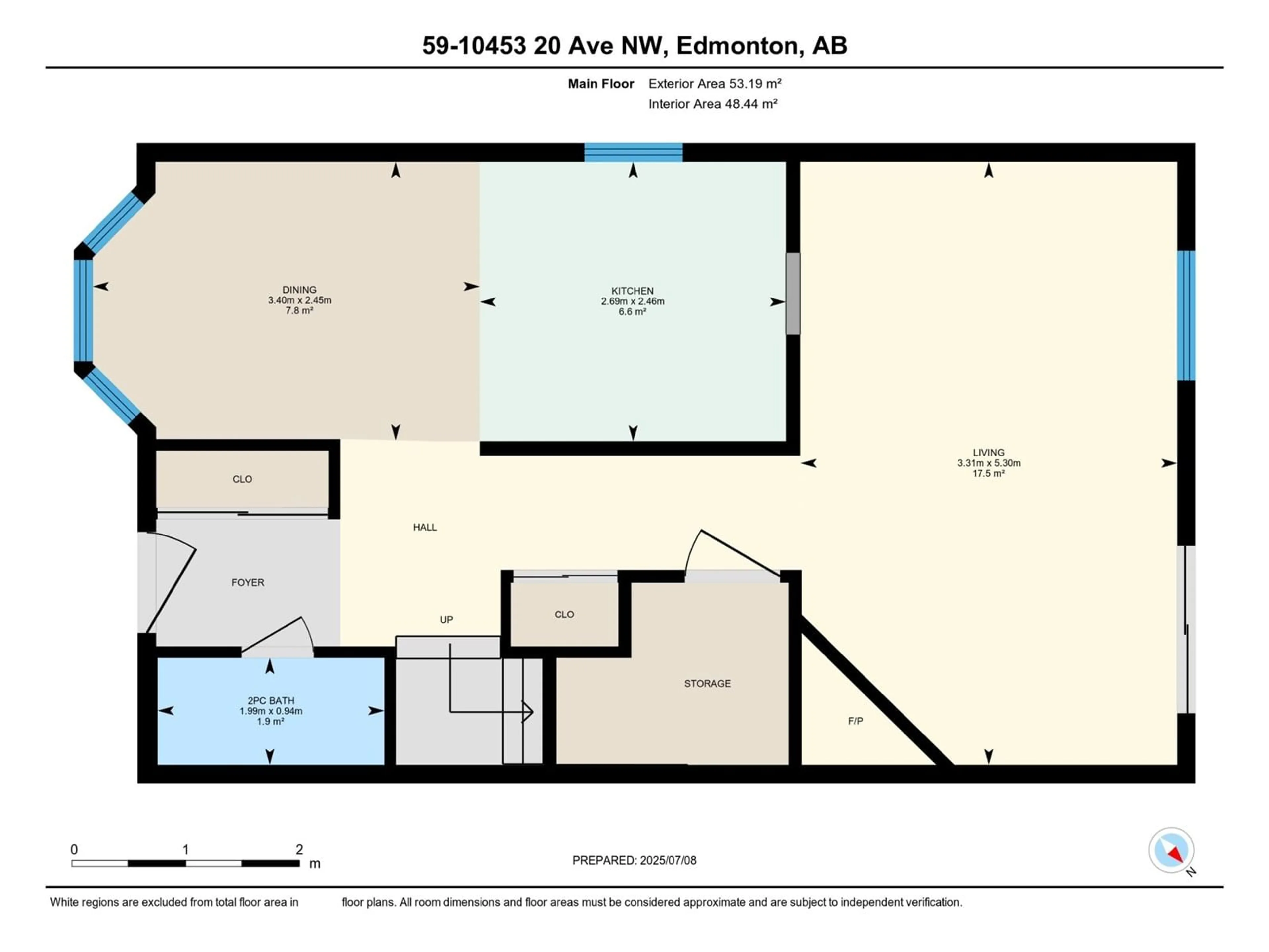 Floor plan for 59 - 10453 20 AV, Edmonton Alberta T6J5H1