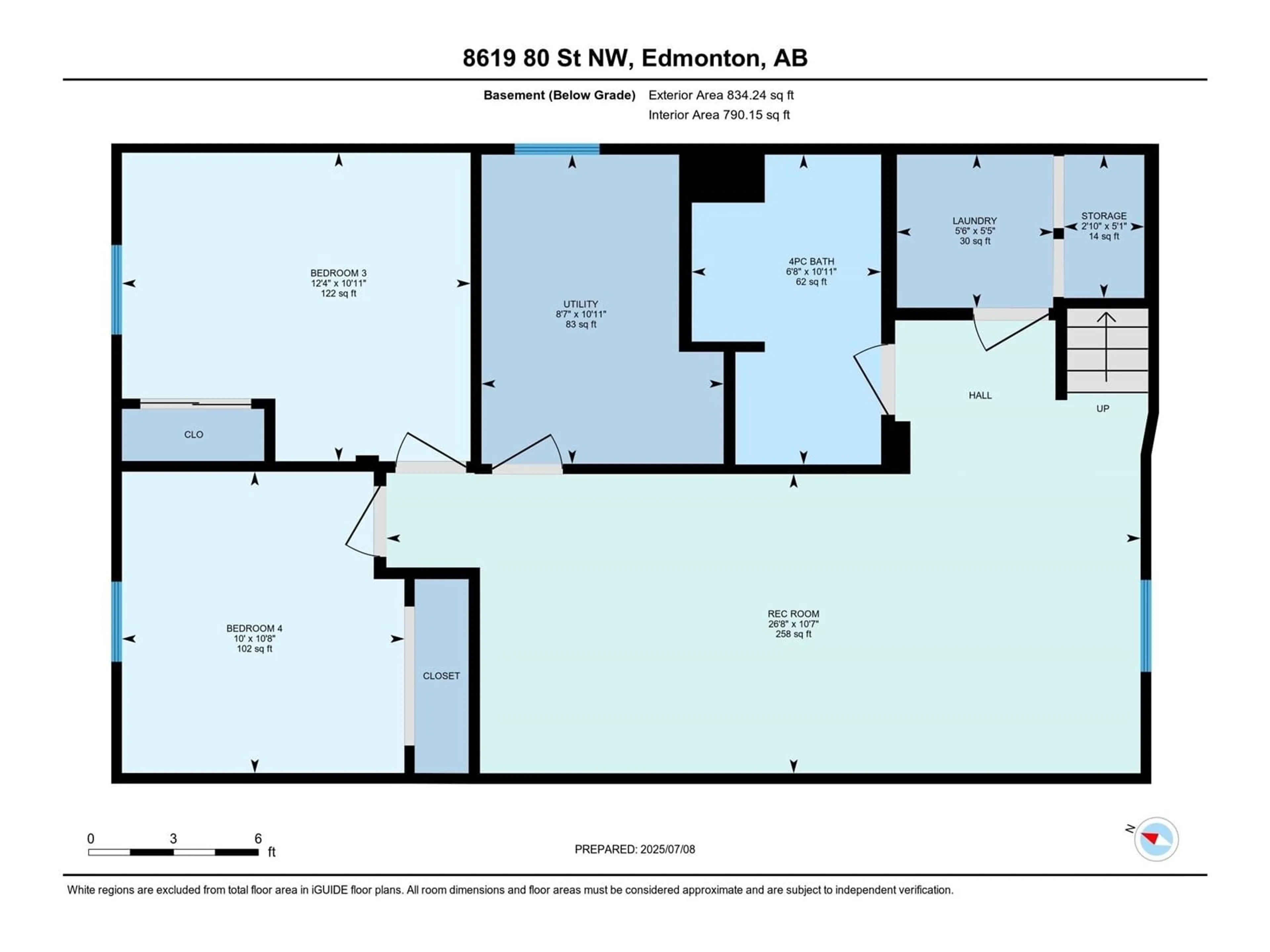 Floor plan for 8619 80 ST, Edmonton Alberta T6C2S8