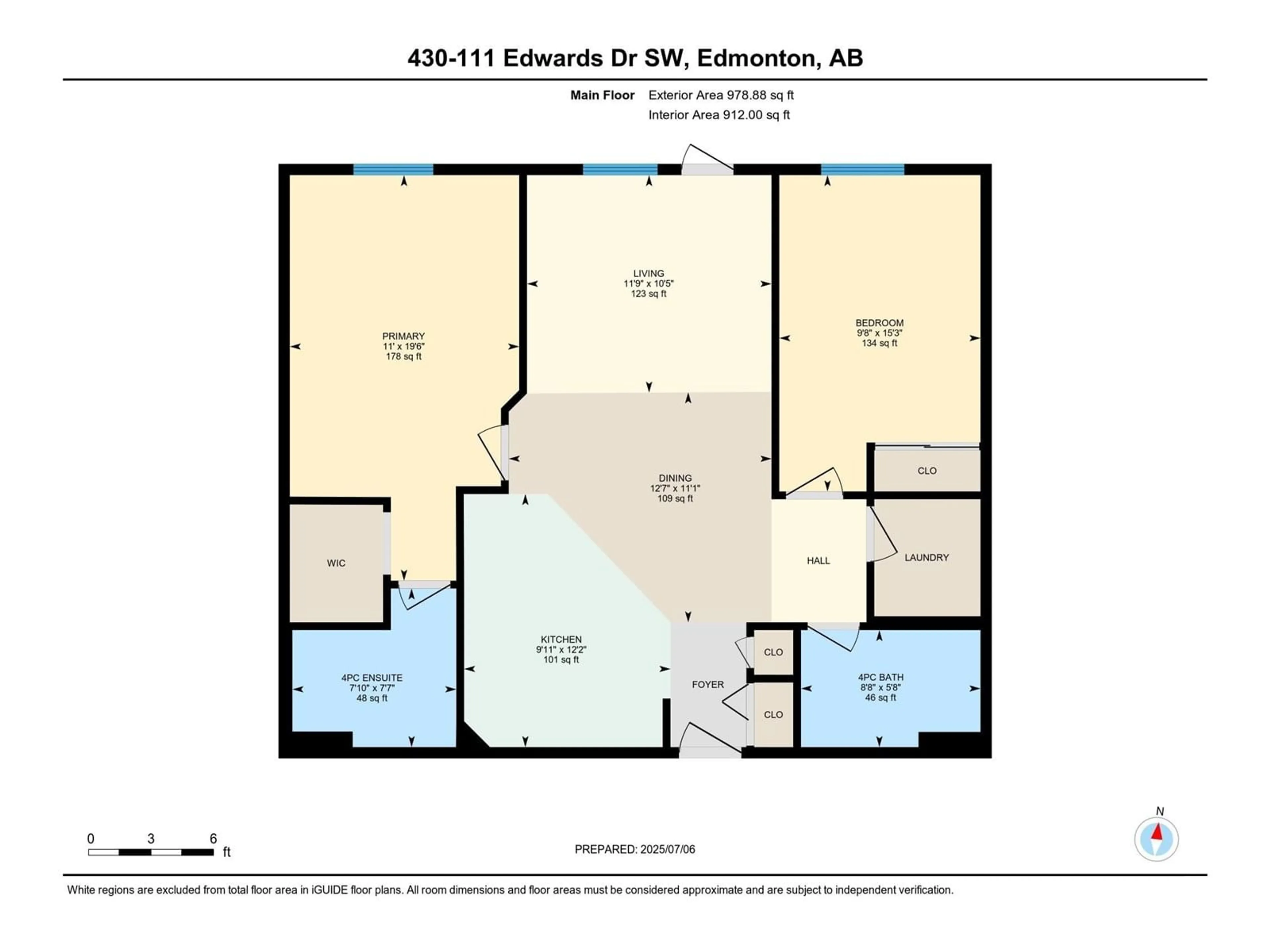Floor plan for #401 - 111 EDWARDS DR, Edmonton Alberta T6X0C4