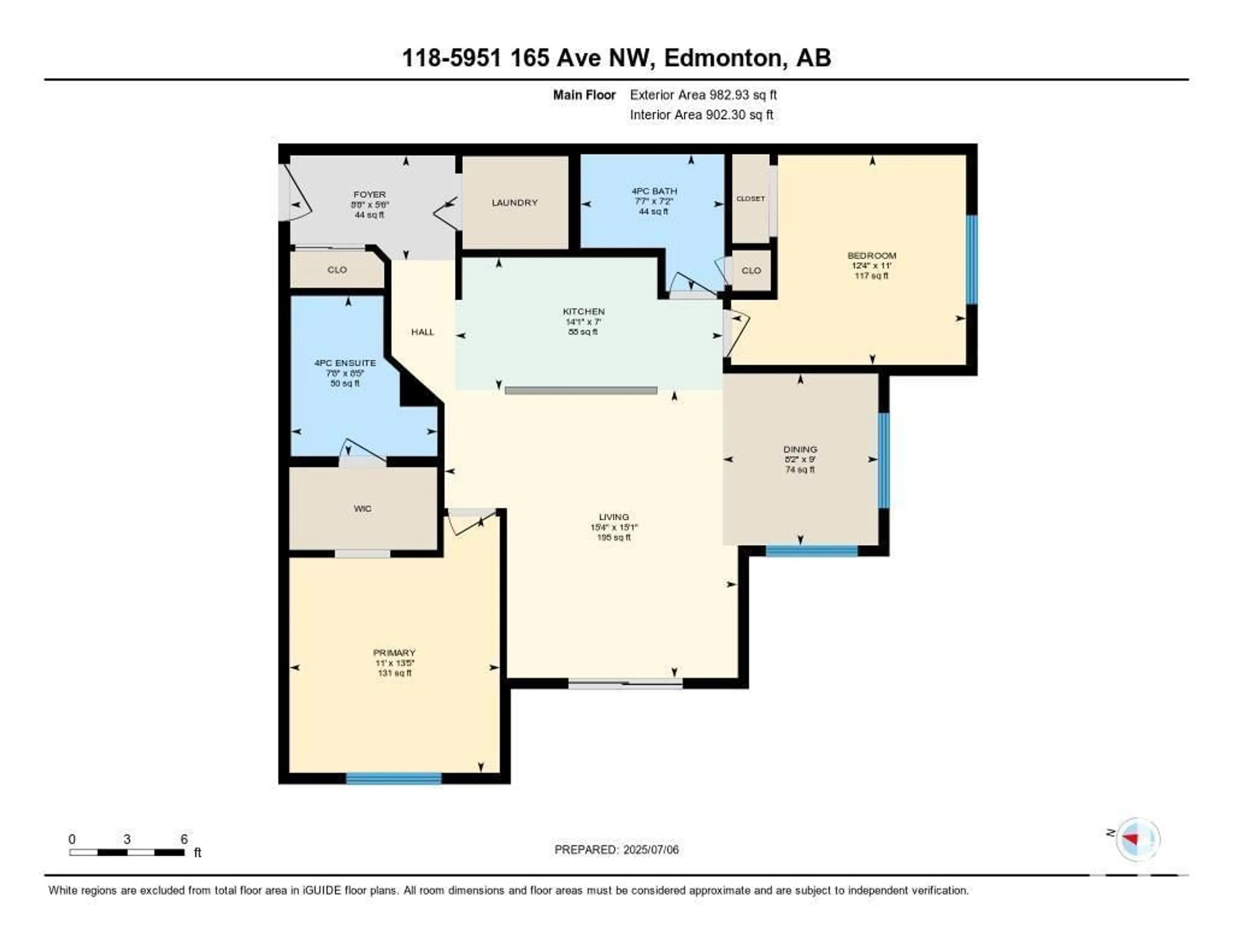 Floor plan for #118 - 5951 165 AV, Edmonton Alberta T5Y0J6