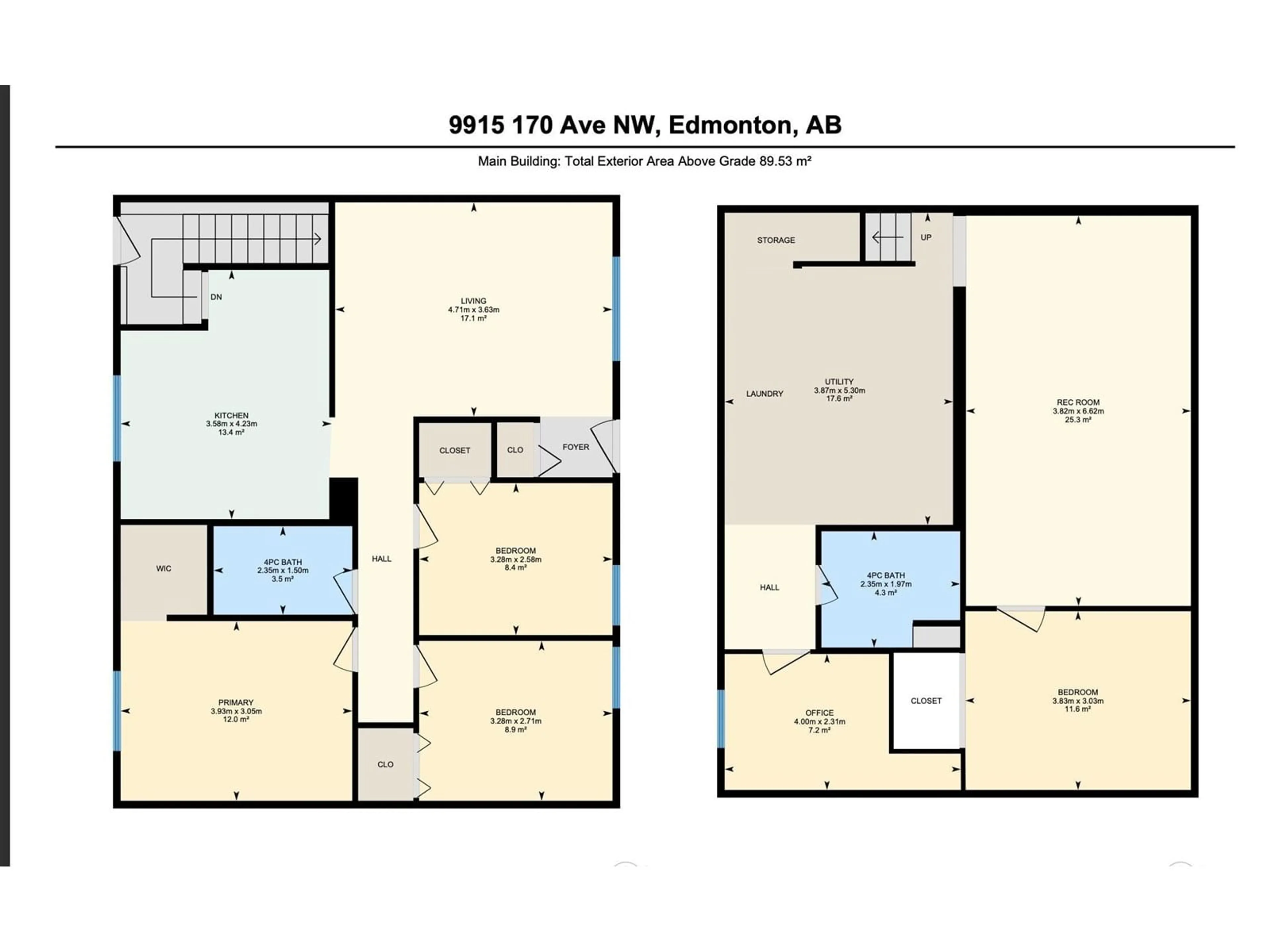 Floor plan for NW - 9915 170 AV, Edmonton Alberta T5X3G3