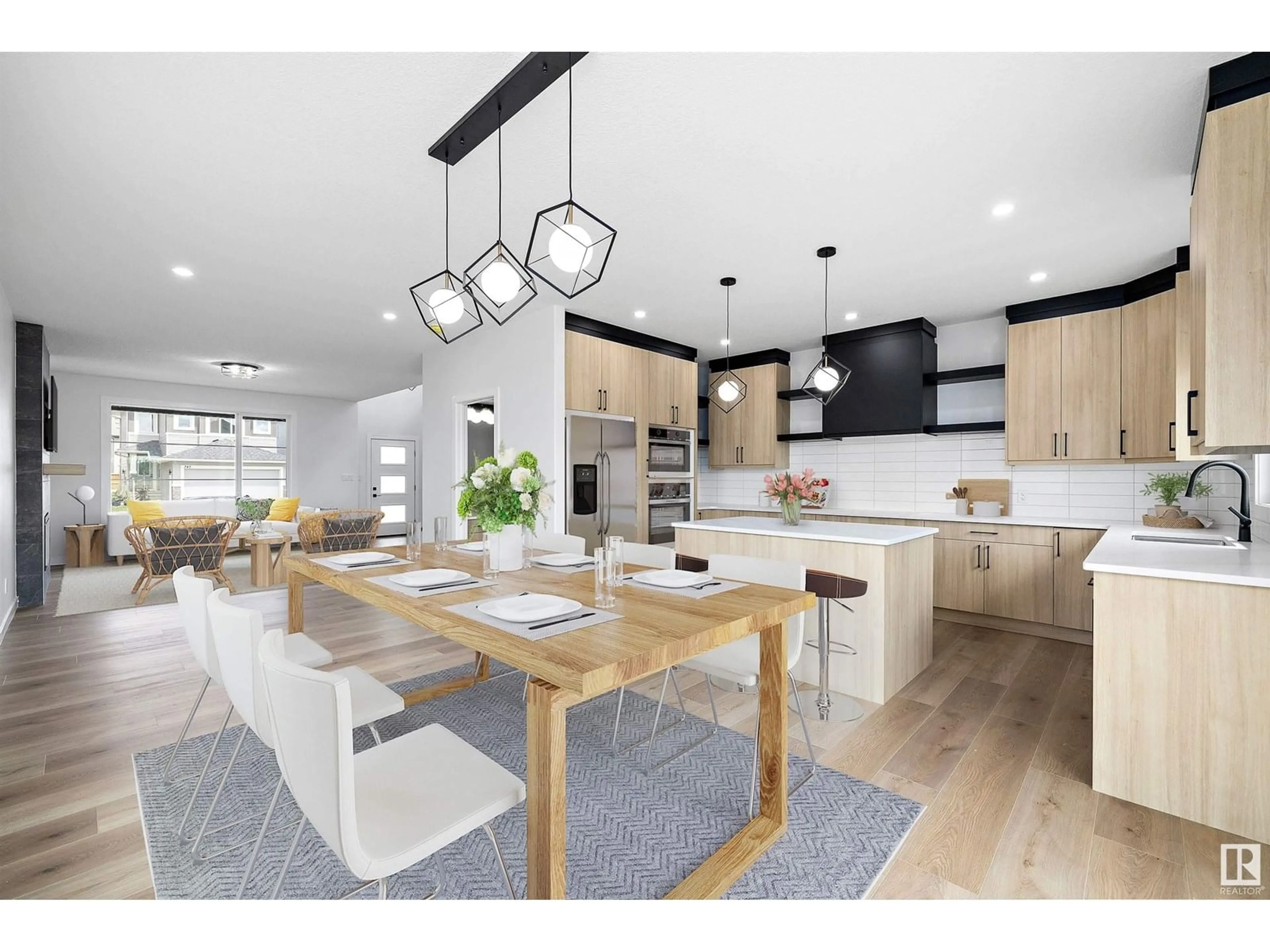 Open concept kitchen, wood/laminate floor for 344 ROBERTS WD, Leduc Alberta T9E1P8