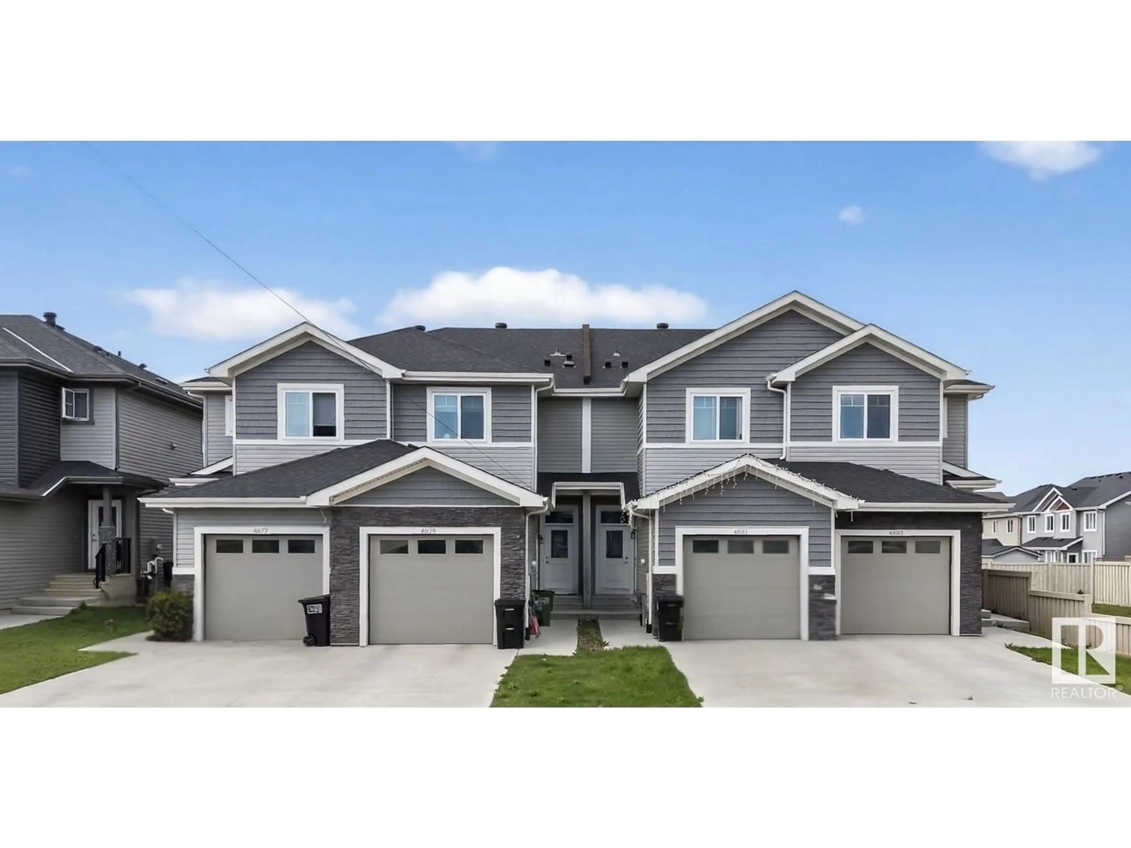 Home with vinyl exterior material, street for 4877/79/81/83 ALWOOD PT., Edmonton Alberta T6W4N1