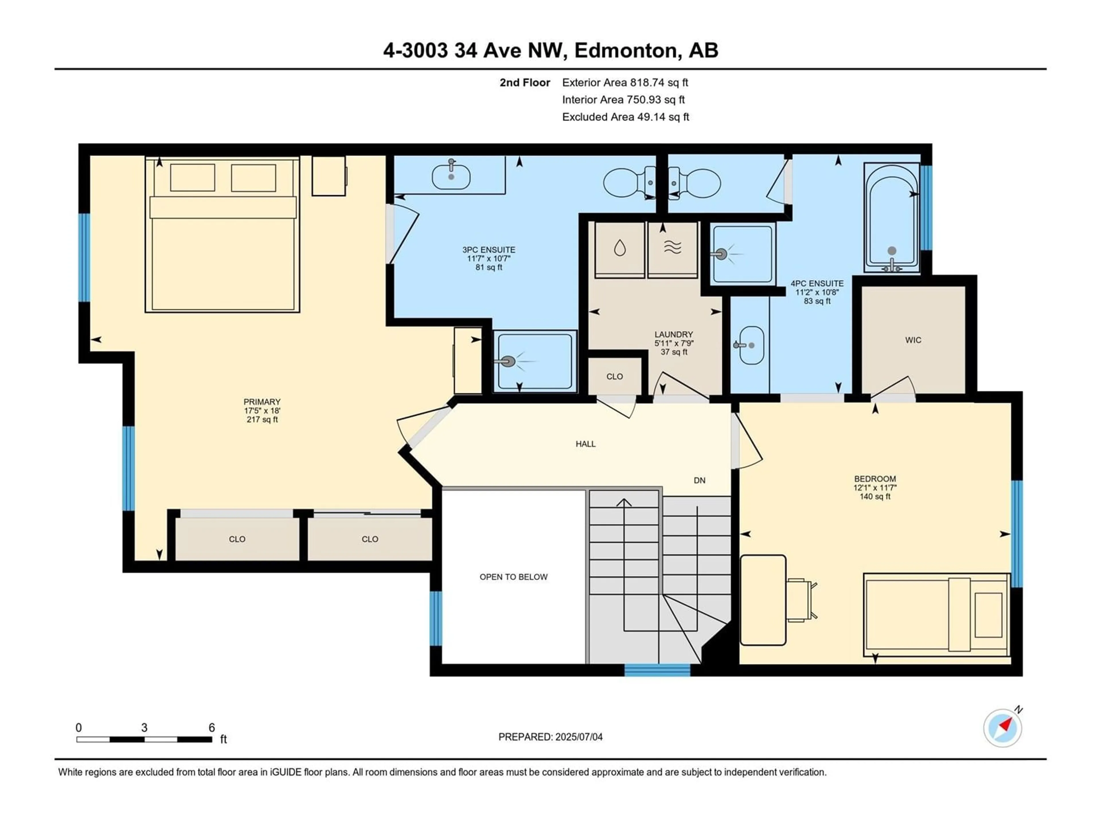 Floor plan for #4 - 3003 34 AV, Edmonton Alberta T6T0A1