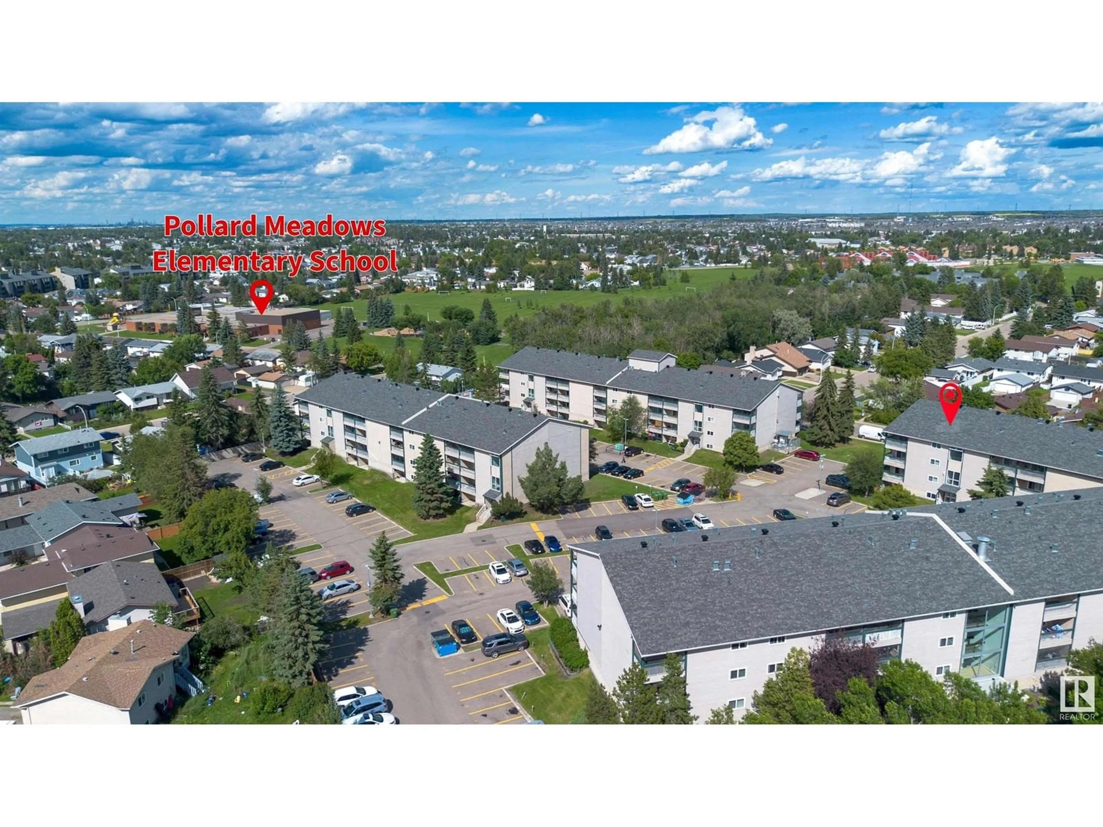 A pic from outside/outdoor area/front of a property/back of a property/a pic from drone, city buildings view from balcony for #309 - 1620 48 ST, Edmonton Alberta T6L5P1