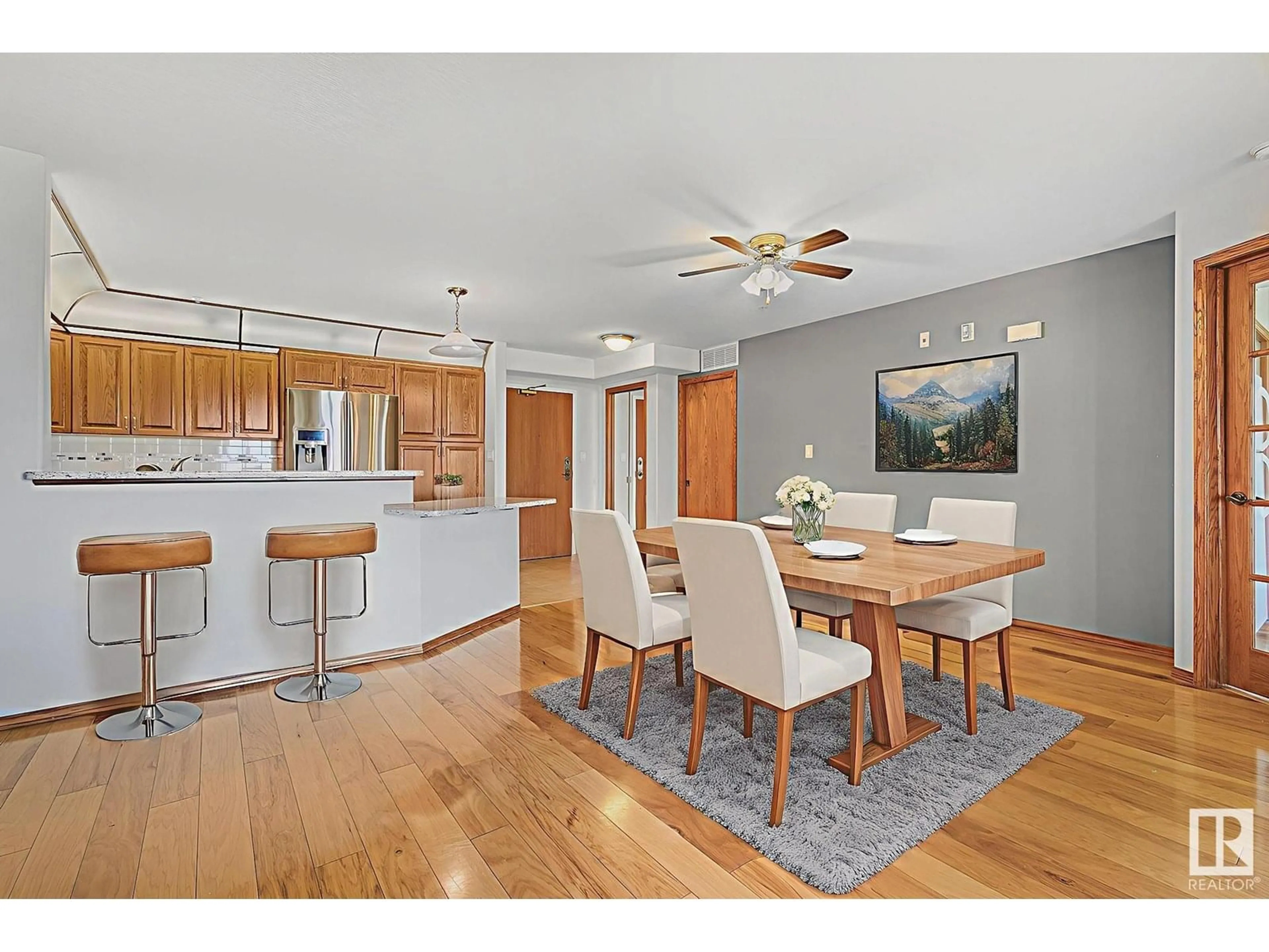 Open concept kitchen, wood/laminate floor for 332 BETHEL DR, Sherwood Park Alberta T8H2C5