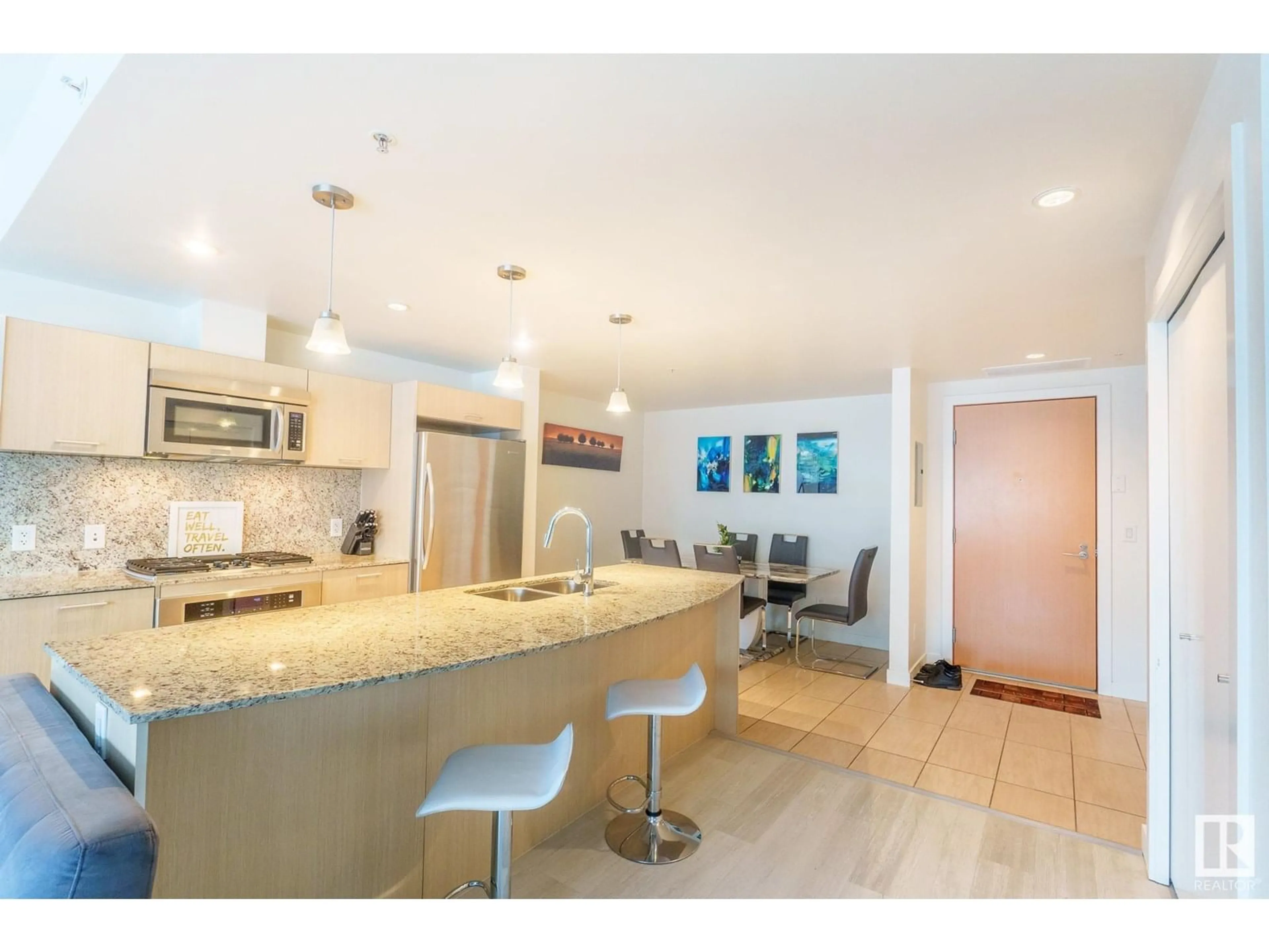Open concept kitchen, ceramic/tile floor for #304 - 2510 109 ST, Edmonton Alberta T6J2X1