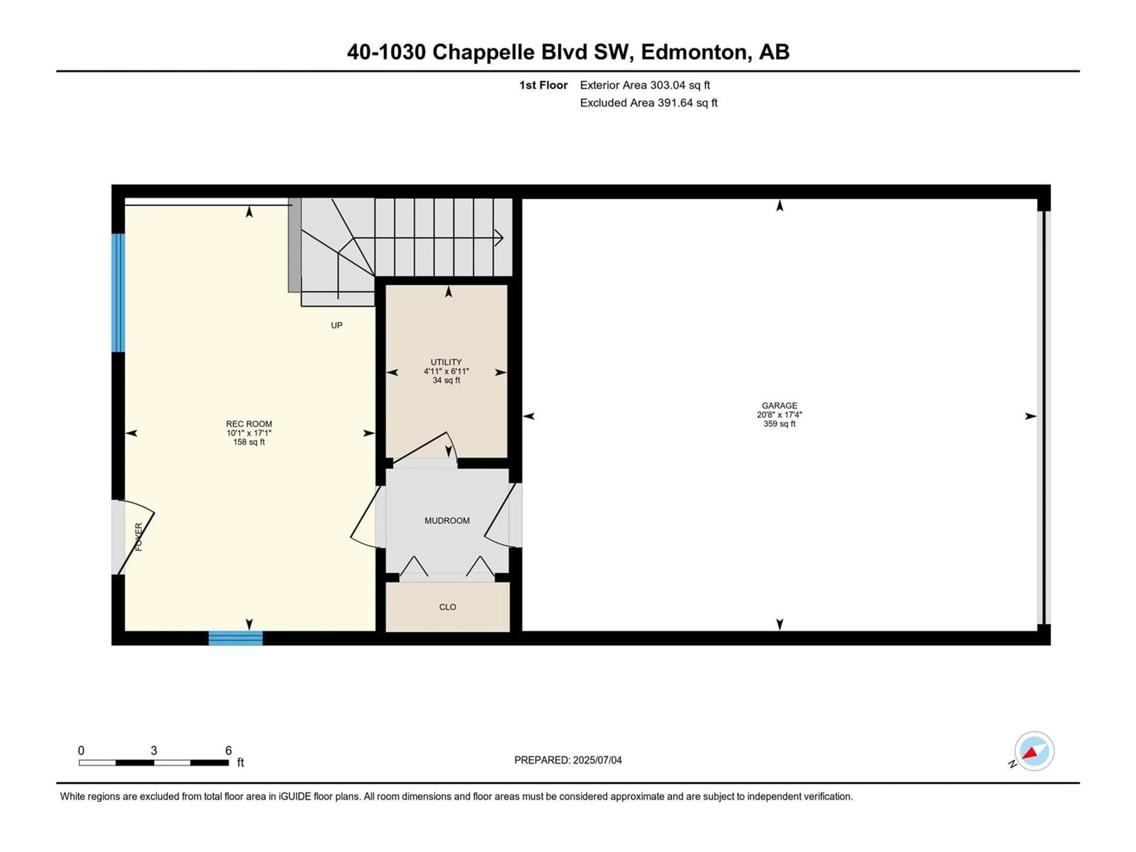 Floor plan for #40 - 1030 CHAPPELLE BV, Edmonton Alberta T6W2K7